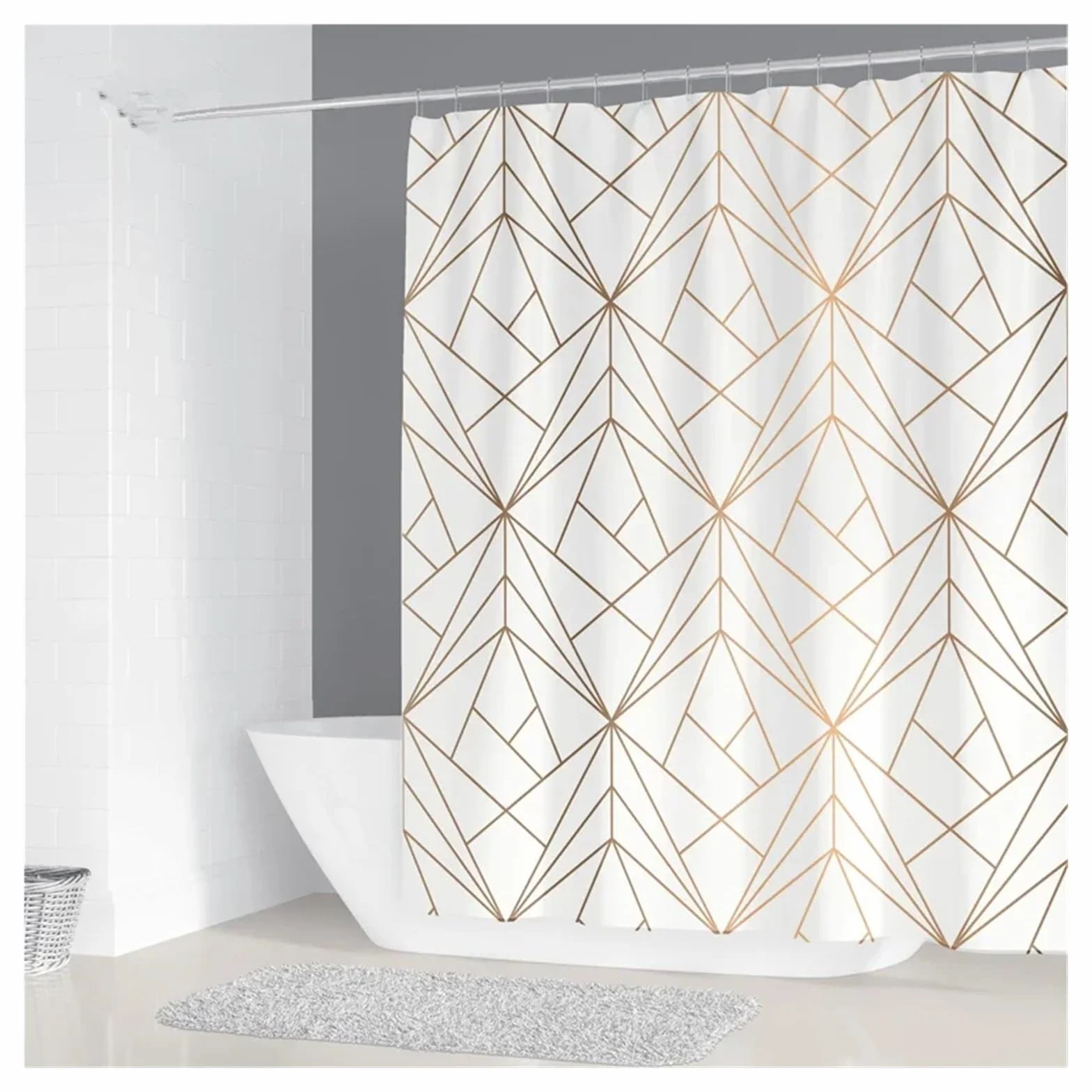 Cortina de ducha impermeable de 200 x 180 cm, diseño geométrico simple, poliéster, decoración del hogar, con 12 ganchos, cortinas de ducha para baño (color 10, 120 x 180 cm)