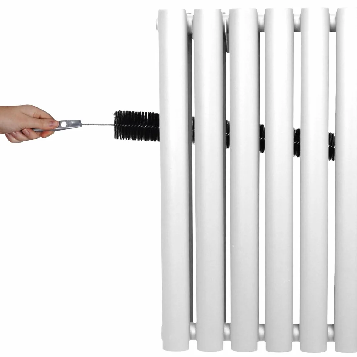 Radiador De Columna Ovalada 1600mm x 240mm Vertical | Blanco | Acero | Montado en pared | Kit de fijación y soportes + Cepillo de limpieza GRATIS | Calefacción estufa calefactor
