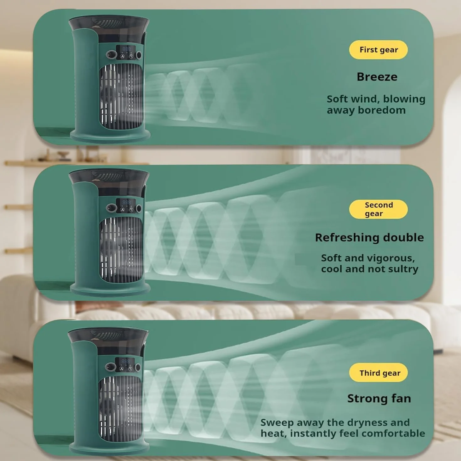 Ventilador portátil USB, enfriador de aire personal, humidificador, ultrasilencioso