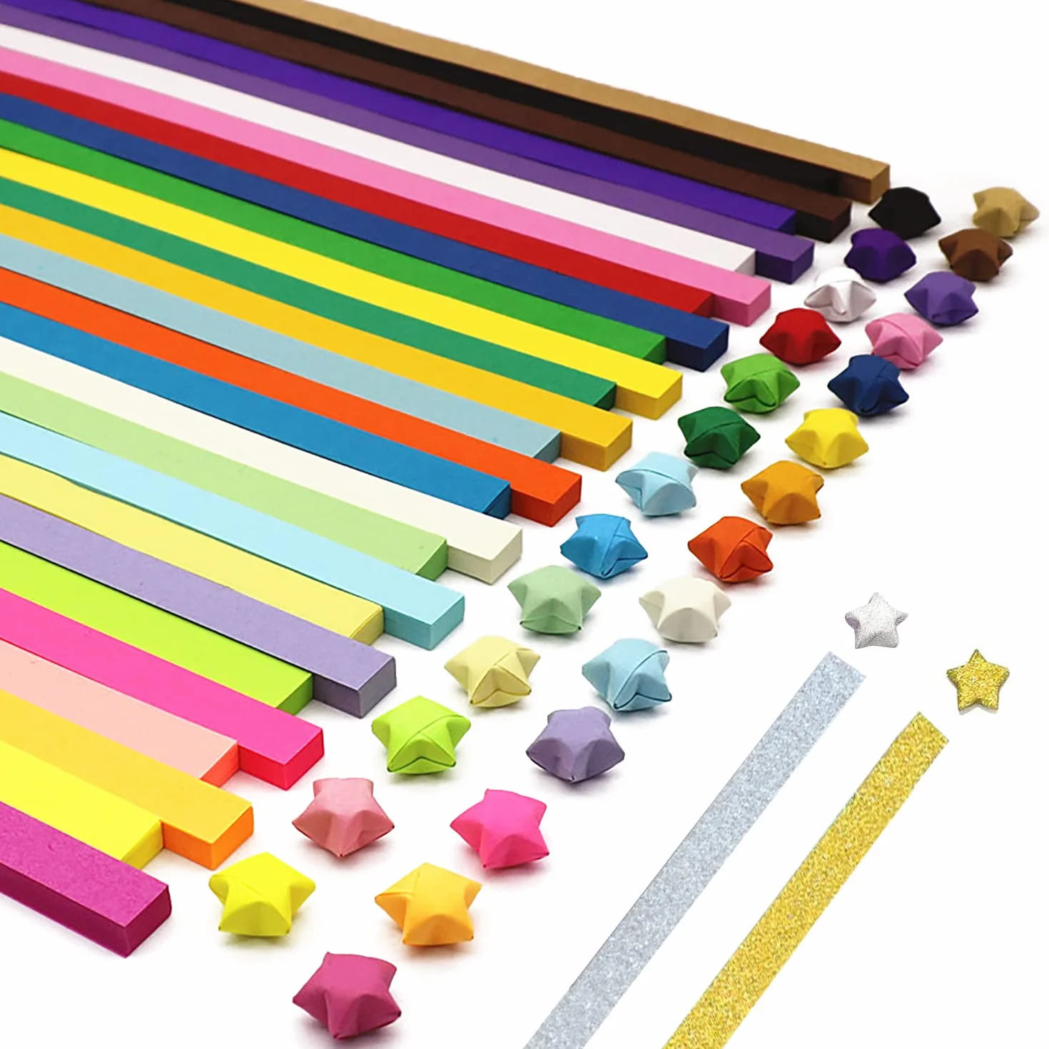 Papel origami estrella color sólido 1030 hojas, 40 brillantes, bricolaje manual suerte