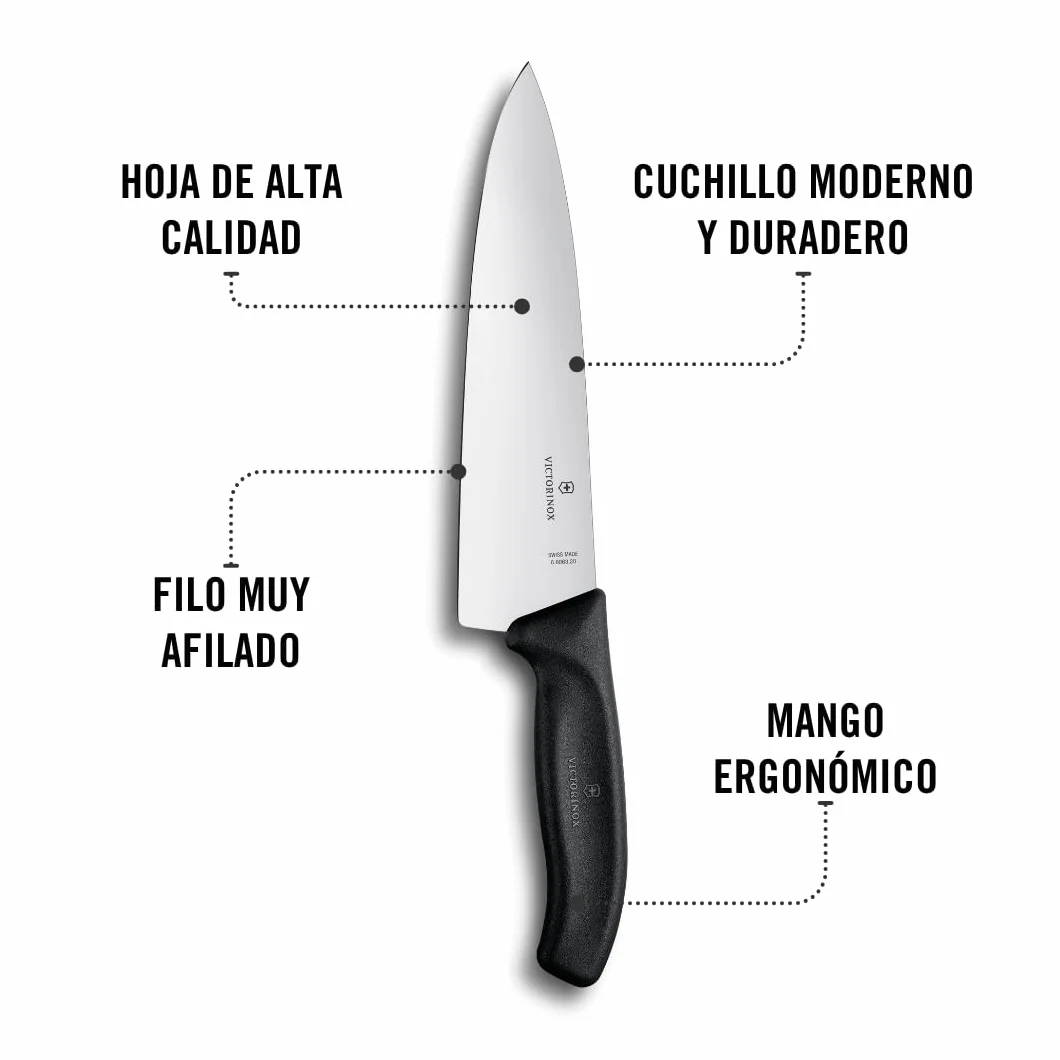 Victorinox 6.8063.20B Swiss Classic - Cuchillo para tallar (20 cm), color negro