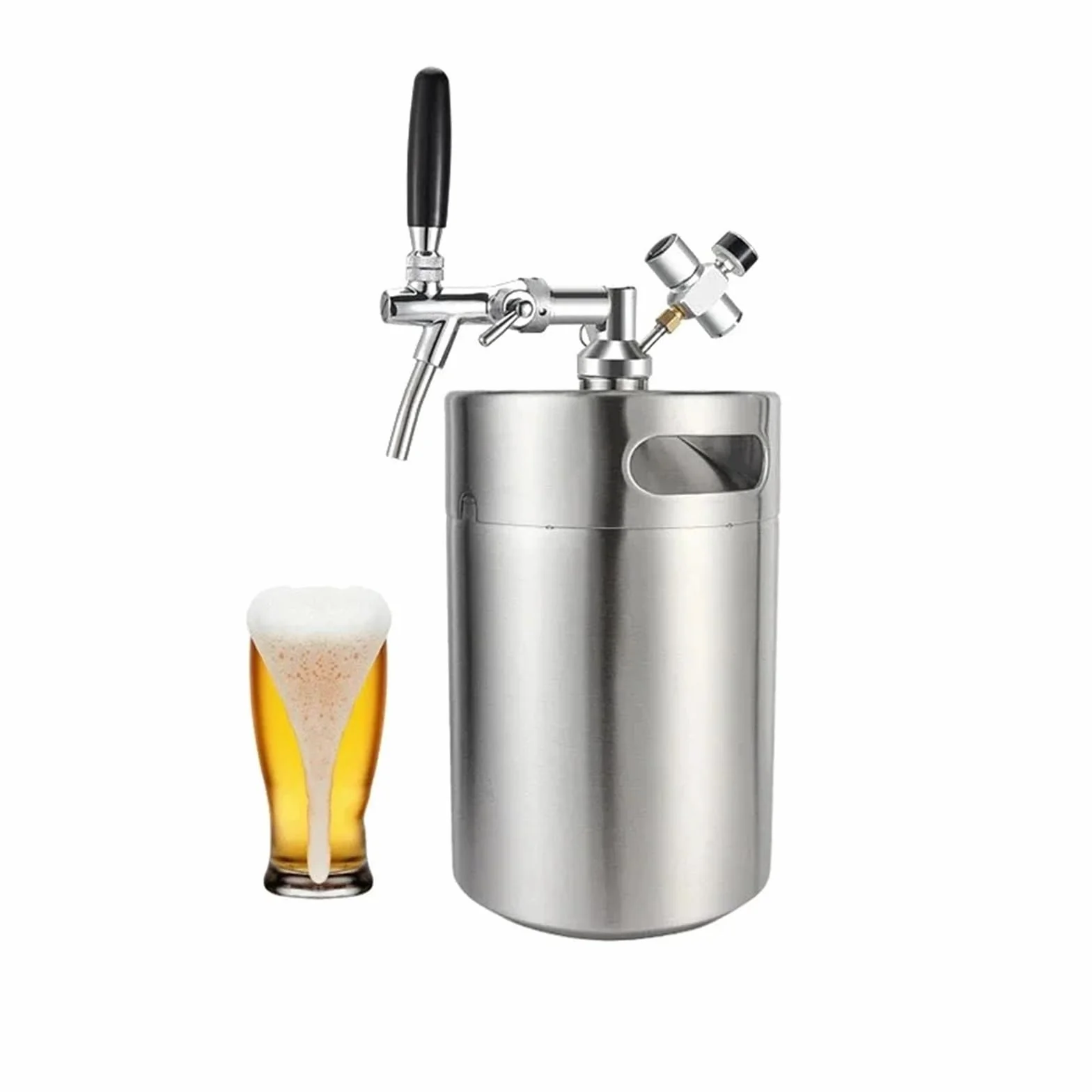 Kit de mini barril para elaboración casera de cerveza (barril de cerveza de 5 l, grifo ajustable, cargador de CO2 de 60 psi y lanza para barril de cerveza), desodorante para cerveza, accesorios par
