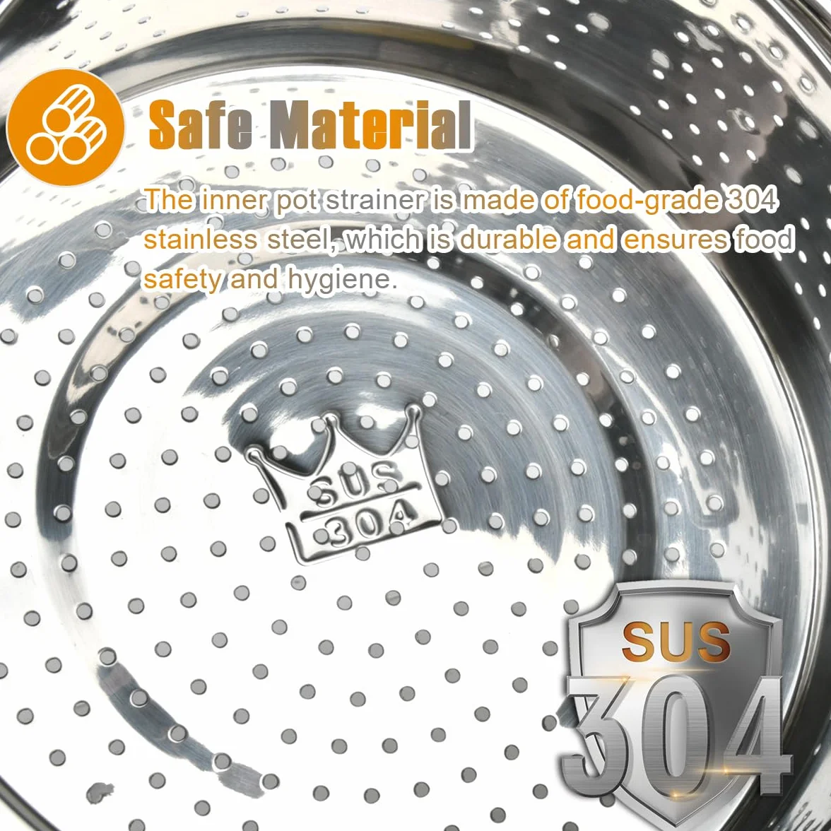TIMESETL Cesta de Vapor Acero Inoxidable con Asa para Olla Arrocera