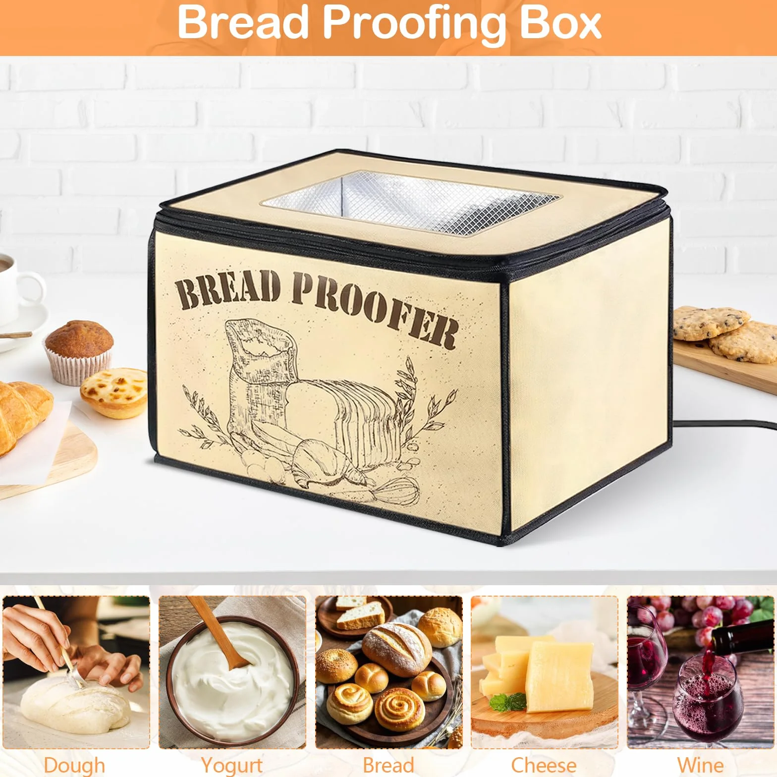 Fermentadora de Pan, Caja de Fermentación para Masa de Pan con Temperatura Ajustable, Temporizador y Calentador para Masa de Pan Casero y Yogur