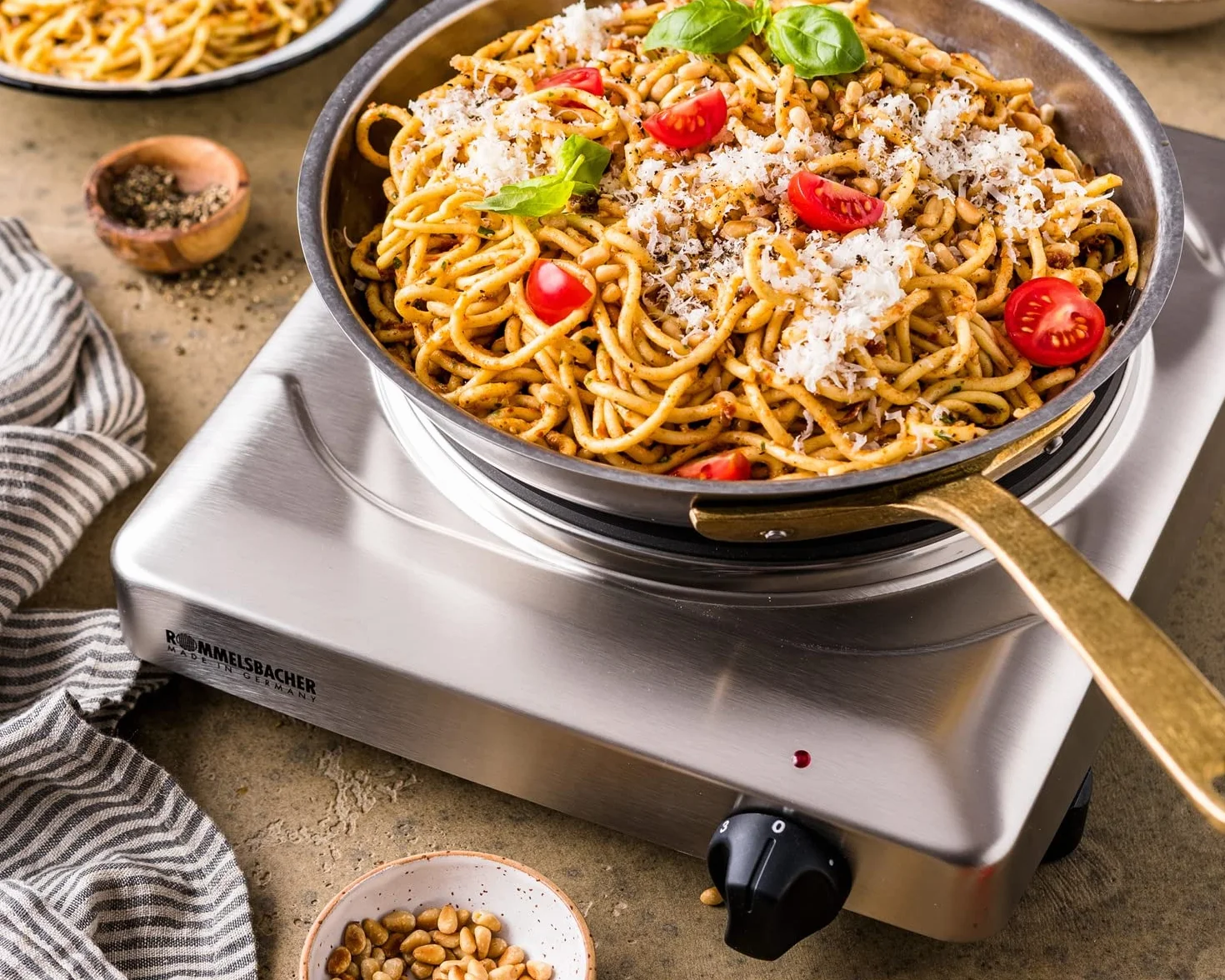 Rommelsbacher THS 2022/E Gastro - Cocina eléctrica portátil con un fuego (22 cm), acero