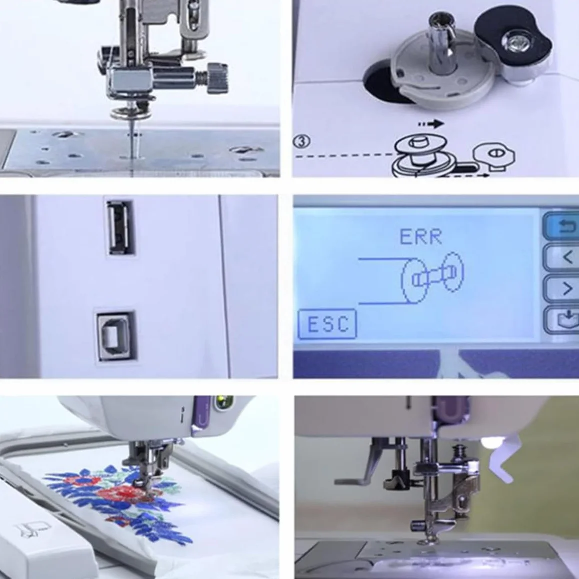 Máquina de bordar eléctrica con 158 diseños integrados, pantalla táctil LCD y 210 letras. Costura fácil con zona de bordado de 4 x 9,2 cm
