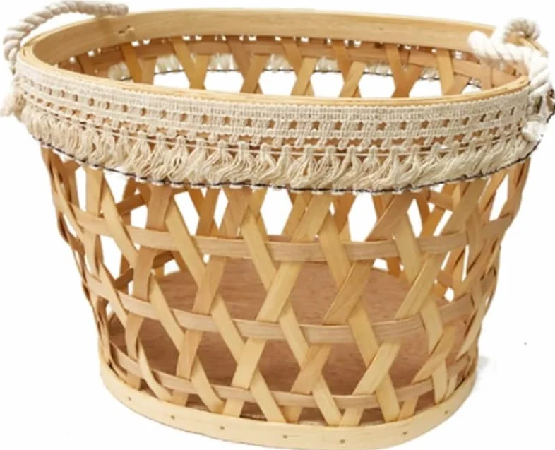 Cestas de Almacenamiento, Cesta de Almacenamiento portátil Tejida de Madera Organizador de Cocina Cesta de Pan de Fruta de Picnic Decoración de Cesta de Escritorio de mimbre pequeña (Tamaño : L) ( Siz