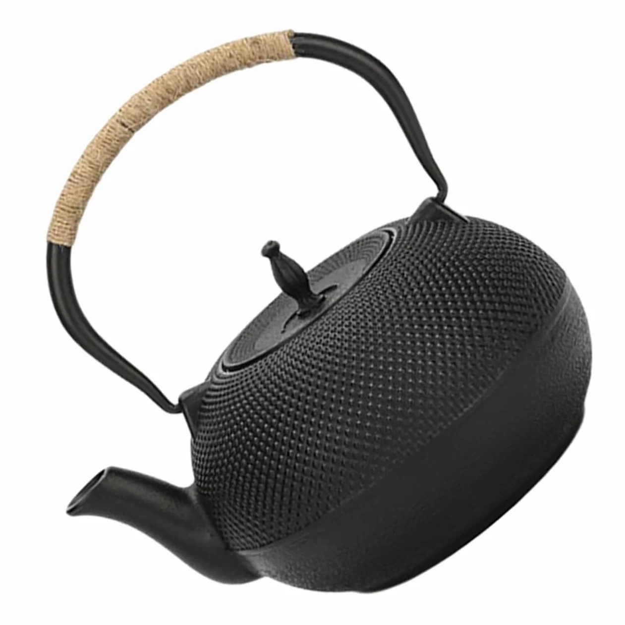 Tetera de Hierro sin Revestimiento con Infusor, 1 unidad Negra | Hierro Forjado, Té Suelto y Flores, Estilo Retro Clásico, Acabado Vintage
