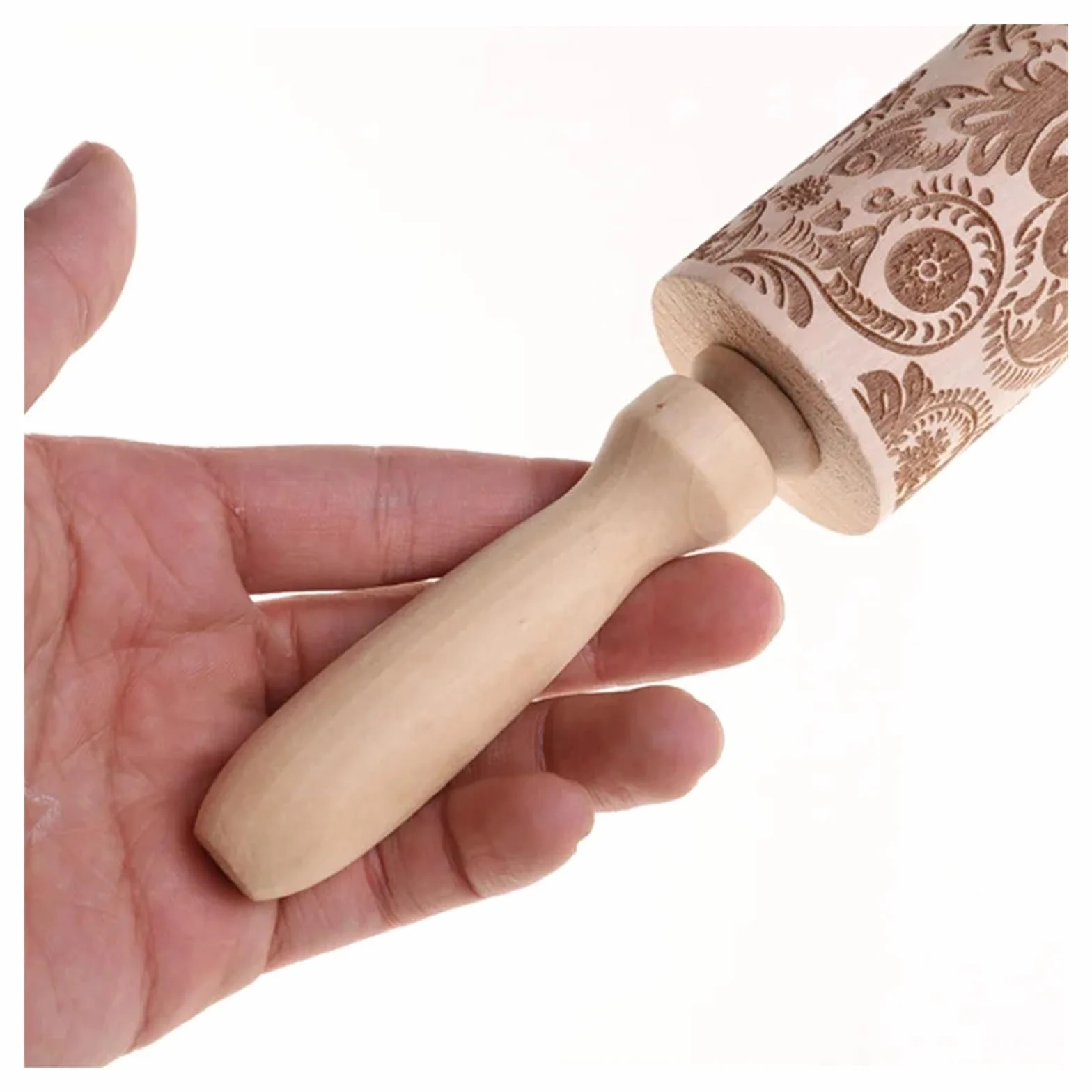 1 Rodillo Grabado en Relieve for Hornear Galletas, Fondant, Pasteles, Masa, Rodillo Estampado, Accesorios de Cocina Rodillo para Masa Madera(Color 1)