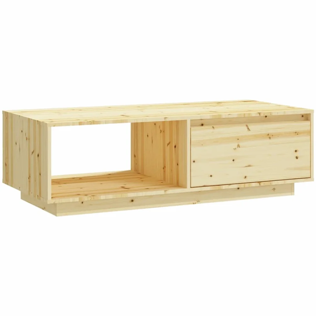 Mesa de centro de madera maciza de abeto con estante, mesa de centro robusta para salón, 110 x 50 x 33,5 cm, mesa estable para aperitivos y bebidas, diseño atemporal