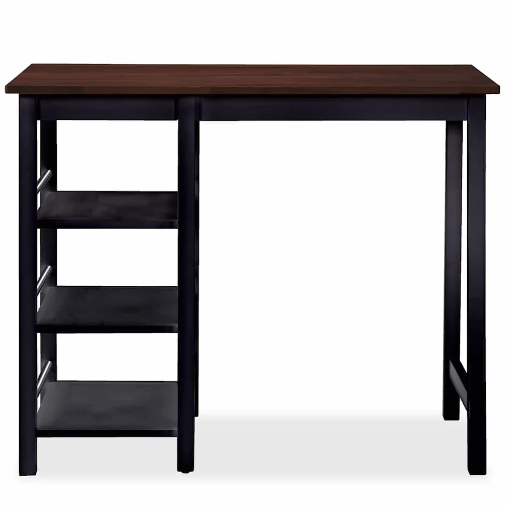 Juego de bar de 3 piezas de MDF negro, mesa de bar y 2 taburetes, con estantes para comedor, cocina, diseño que ahorra espacio, comodidad para familia e invitados