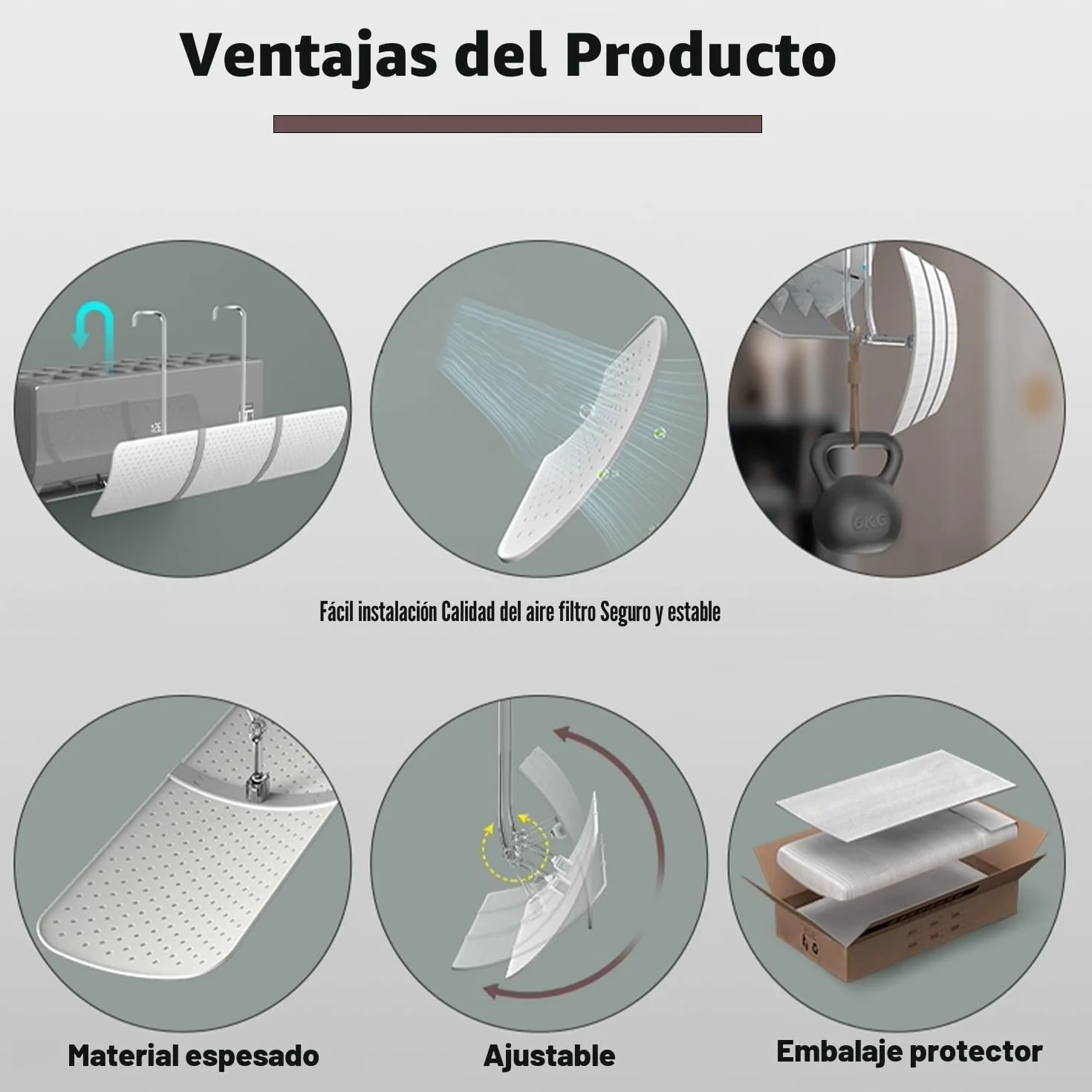 Deflector de Aire Acondicionado Universal, Deflector de Viento Retráctil Anti-soplado Directo (Blanco)