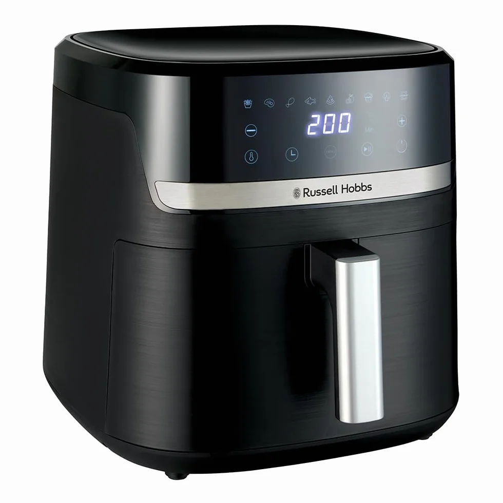 Russell Hobbs Freidora de Aire, Air Fryer, Freidora sin Aceite 8,3 L, XXL [tamaño compacto, bajo nivel ruido, pizzas de 26 cm] Satisfry (piezas aptas lavavajillas, pantalla táctil, grill) 27632-56