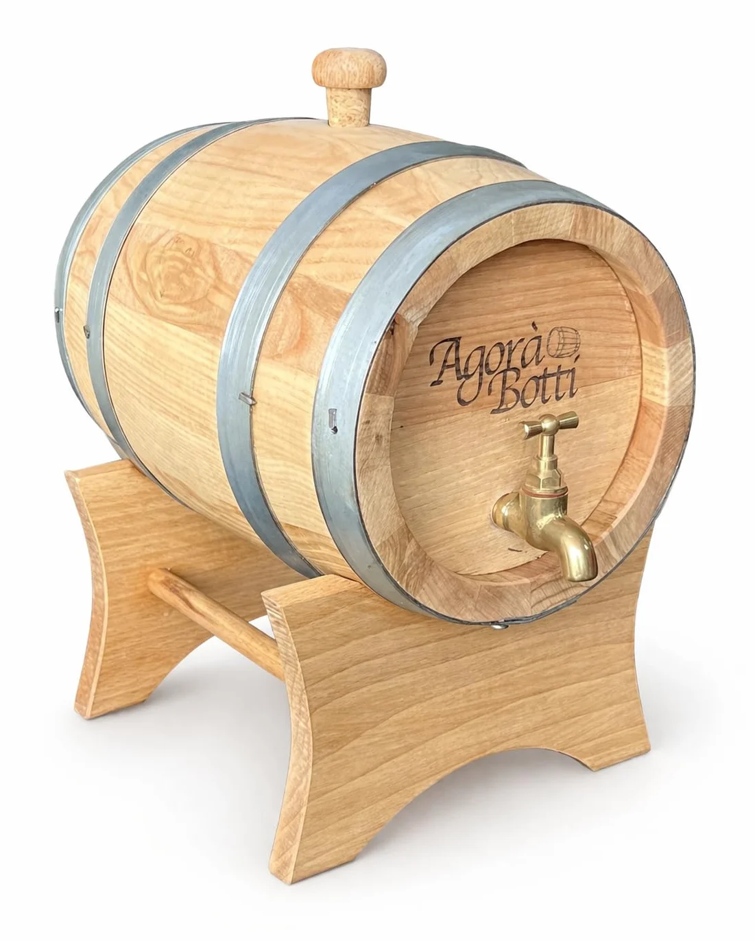 Barril de madera de castaño de 2 litros con grifo de latón