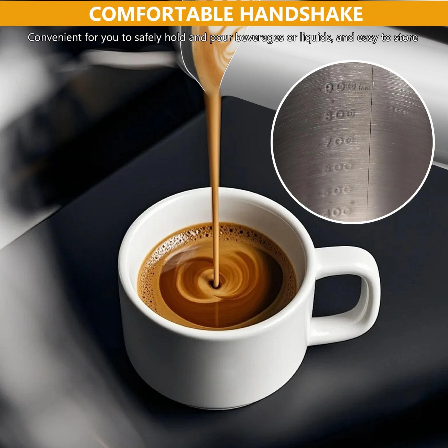 Jarra Medidora de Acero Inoxidable 1 L Vaso Batidora para Bar Cafetería
