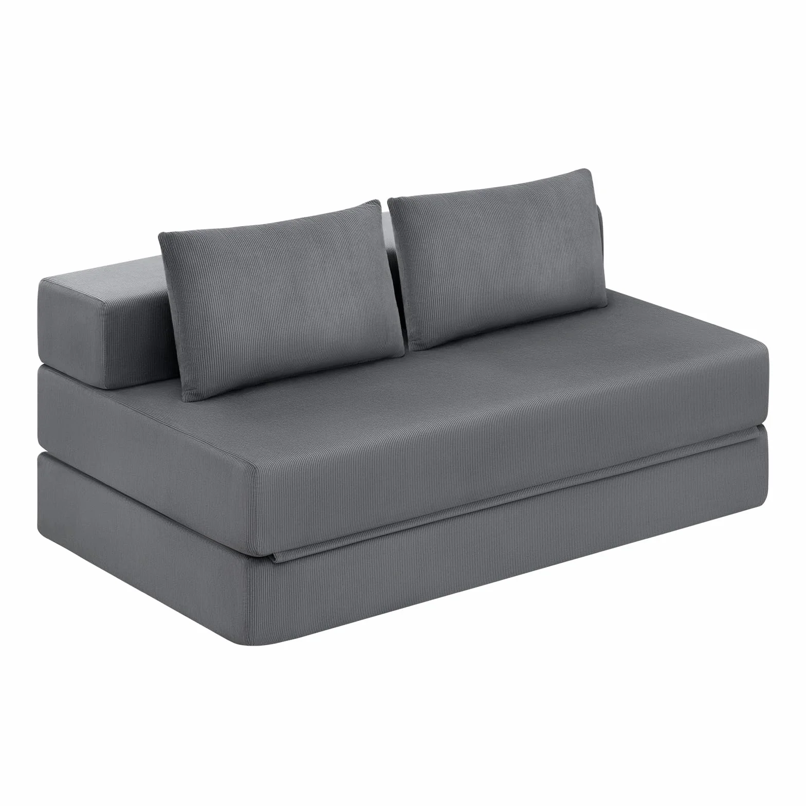 EUGAD Sofá Cama 2 Plazas con Cojines Mullidos, Puff Cama Plegable para 2-3 Personas, Sofa Plegable de Esponja de Densidad y Tejido de Pana, para Salón, Dormitorio, Lofts, Gris Oscuro