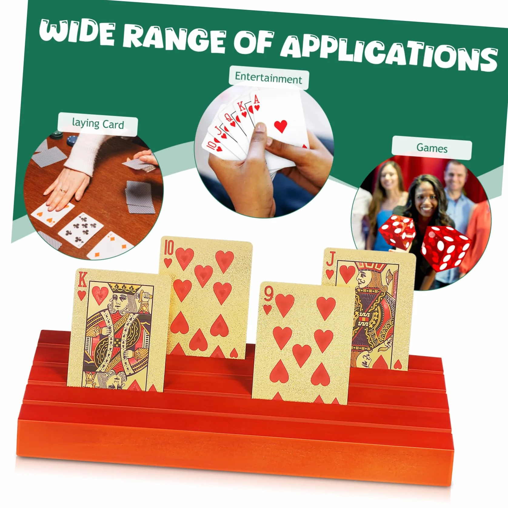 HEMOTON 4 Piezas 1 Titular de la Tarjeta de Juego Tarjetero Puente Tarjetero Canasta Soporte de Madera para Tarjetas Titular de la baraja de Cartas Bandeja de Tarjetas Madera de Pino