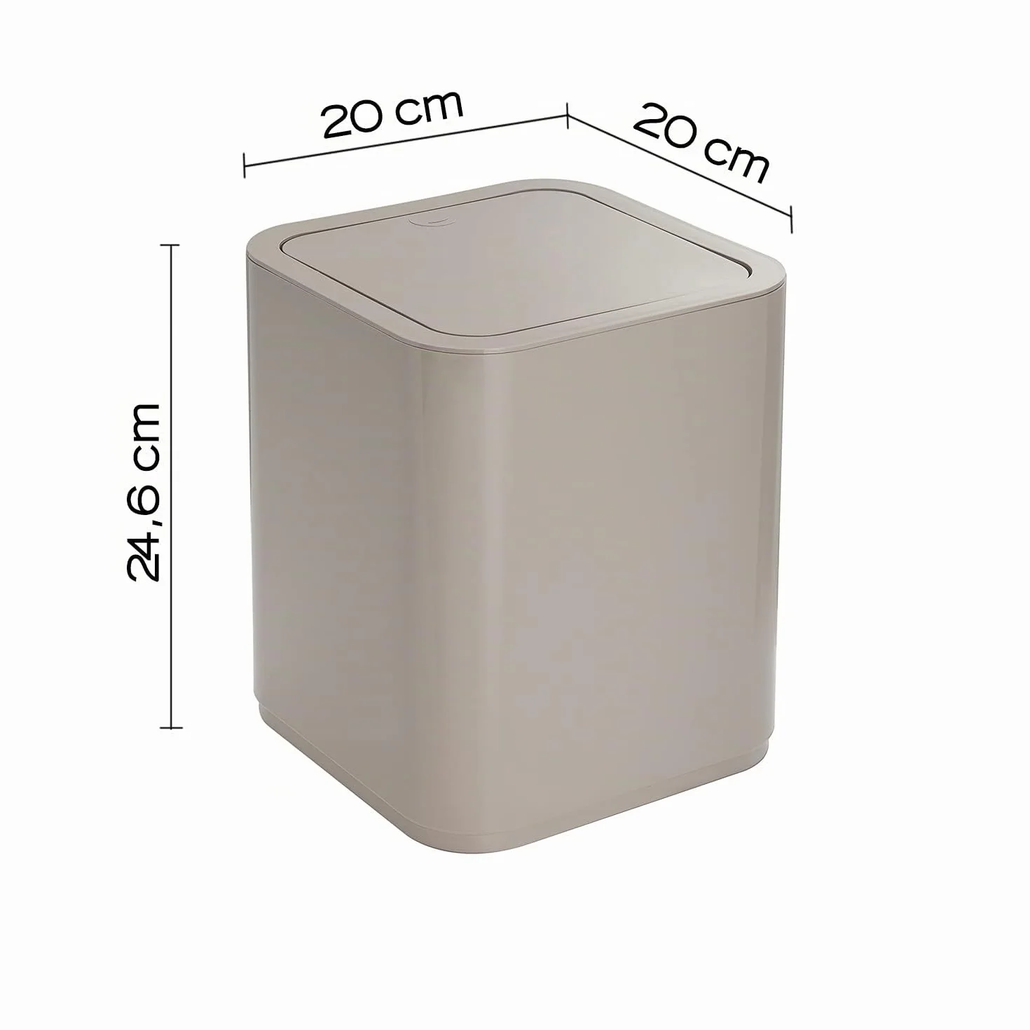 Gedy Seventy Papelera Basura Baño Cuadrada 8L Tapa Resinas Termoplásticas Beige 20x20x24,6 cm