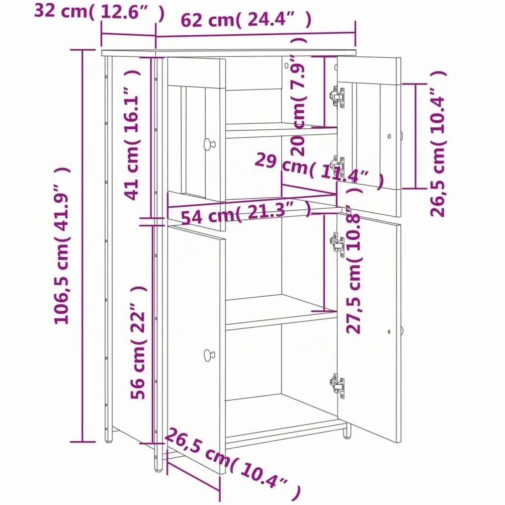 vidaXL Aparador Alto, Alacena con Puertas Estantes, Armario Consola, Aparador Auxiliar para Salón Hogar, Madera Contrachapada Roble Sonoma