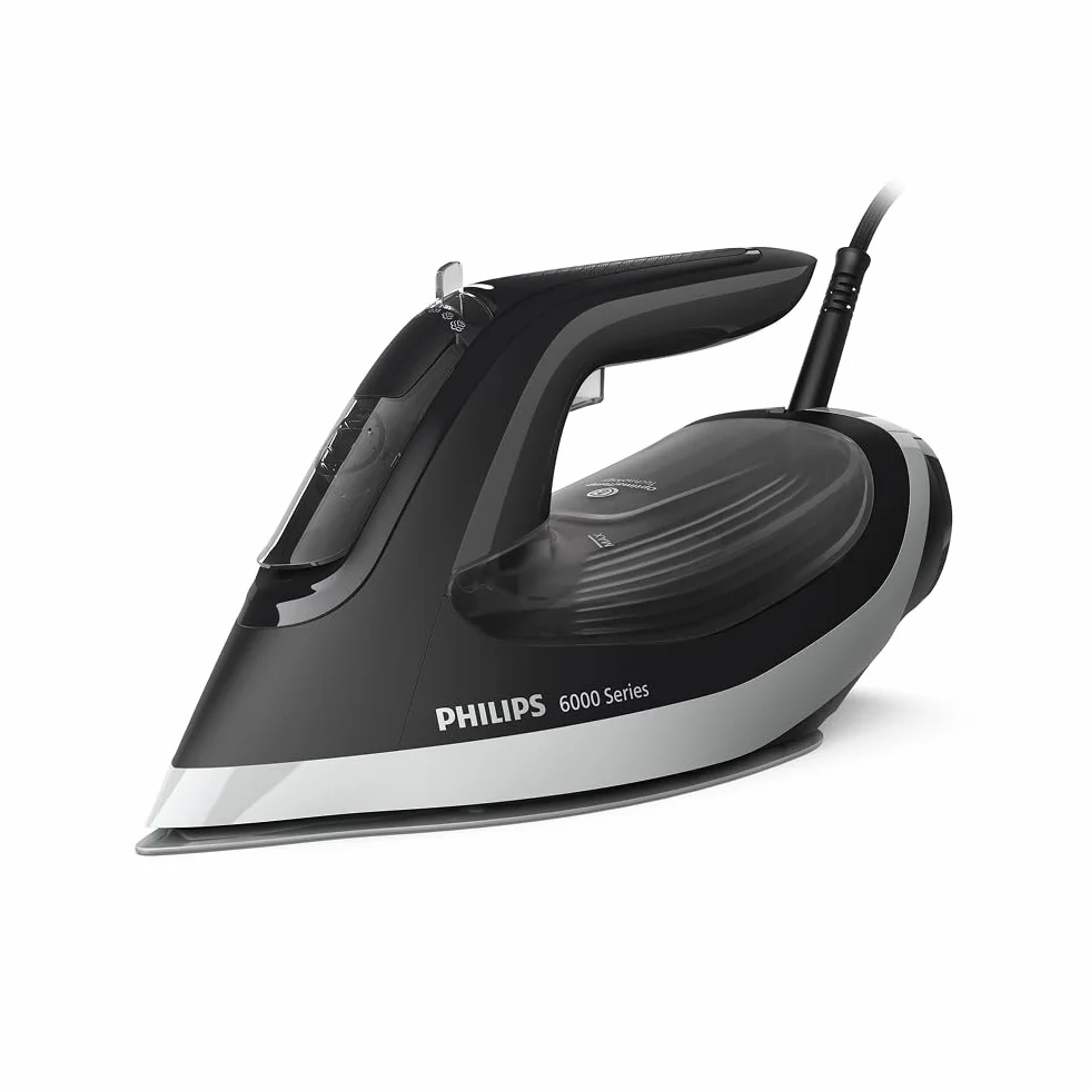 Philips Serie 6000 Plancha de Vapor con tecnología OptimalTEMP, 190g golpe, 45g continuo, suela SteamGlide Plus, antigoteo y apagado automático (DST6120/80)