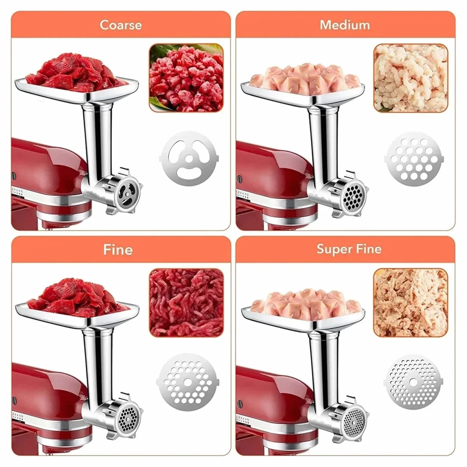 Compatible con La Cuchilla Picadora De Carne KitchenAid | Cuchilla De Repuesto De Metal Y Embutidora De Salchichas, Compatible Con Batidora De Pie KitchenAid