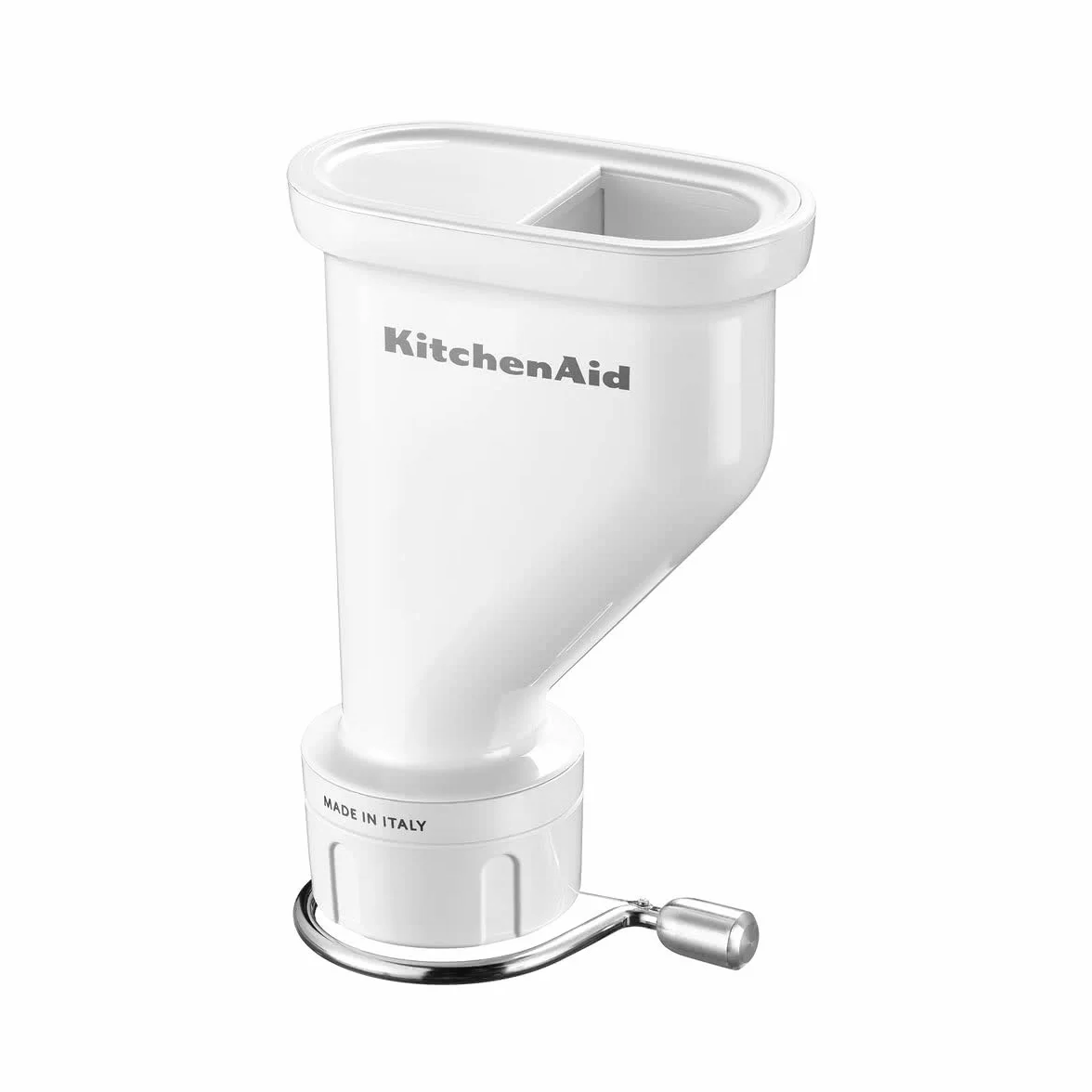 KitchenAid Prensa para Pasta Gourmet, 6 Discos Intercambiables, Metal Cromado, Cortador Integrado, Funda Incluida, Accesorio para Robot de Pie