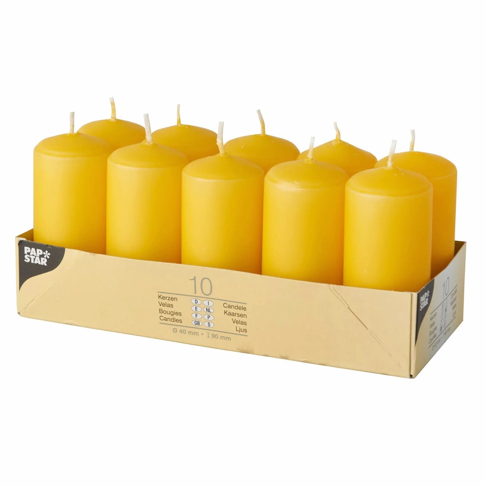 Velas de pilar 40 mm 90 mm amarillo dorado y amarillo