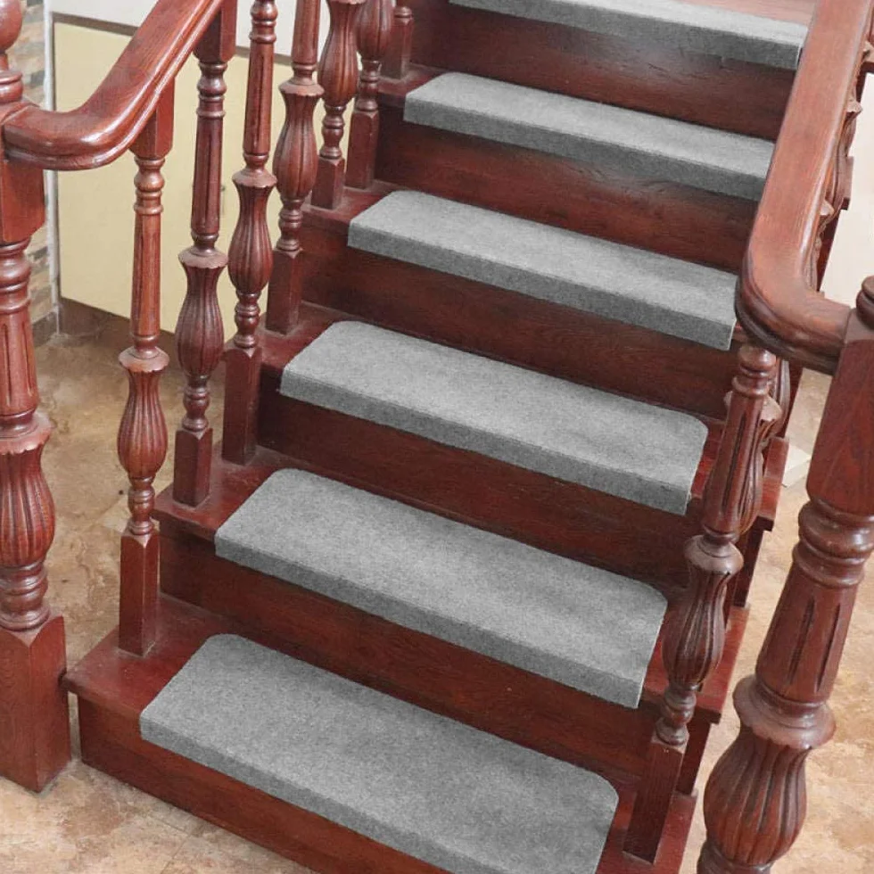 LANTUS 15x Alfombrilla Autoadhesiva de Escalera Alfombra Peldaños Adhesivos Antideslizante Protector Decoración Amortiguación Gris