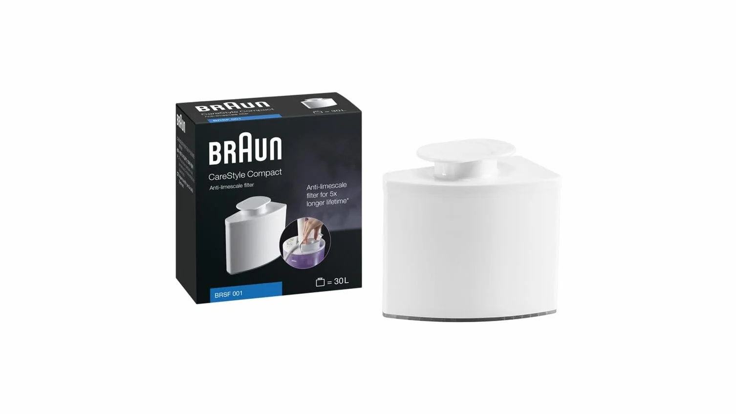 Braun Hogar BRSF001 Filtro antical apto para centro de planchado CareStyle Compact, mantenimiento y durabilidad x5 de la plancha, blanco