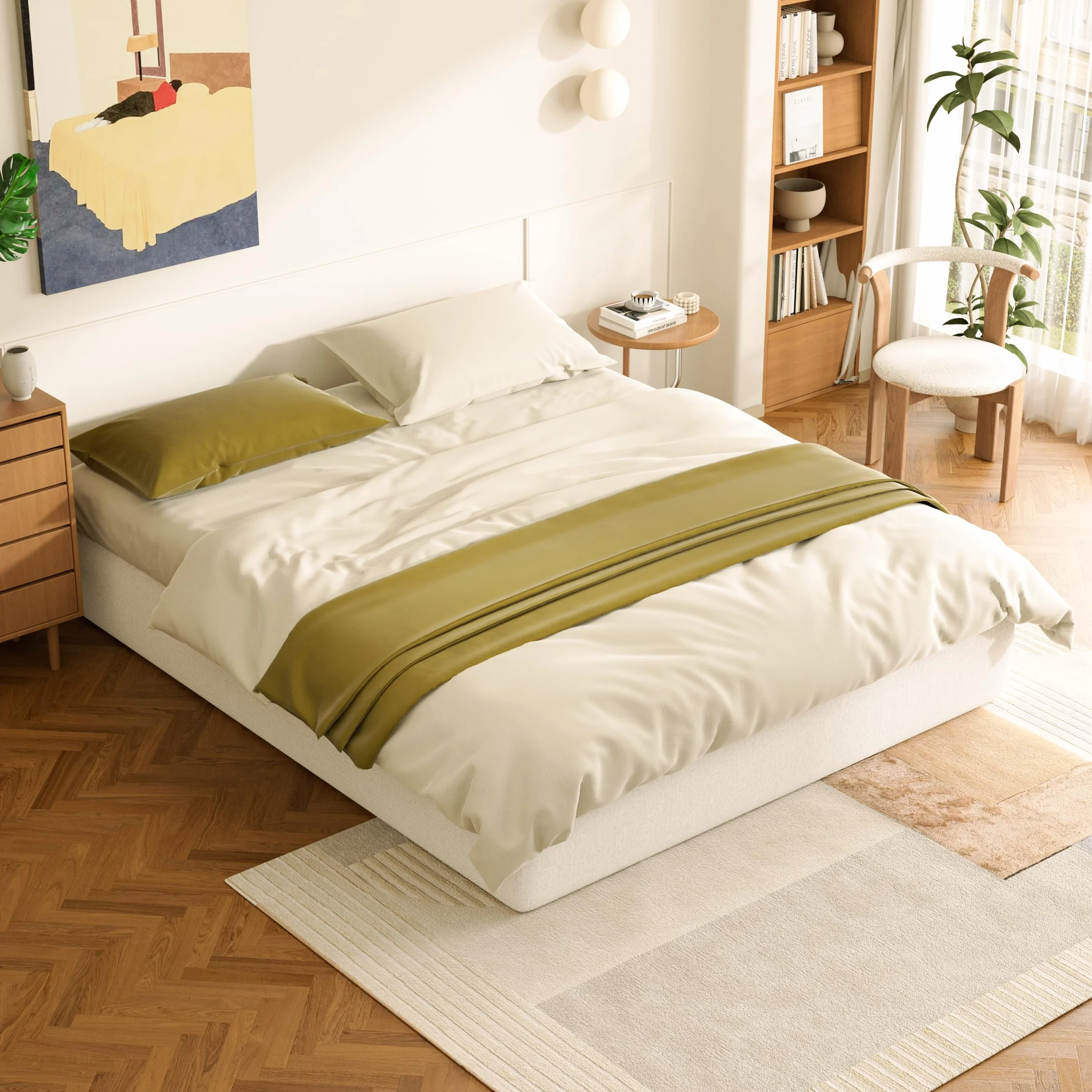 DEWINNER Somier de 140 x 190 cm sin patas de apoyo con dos barras de hierro, red francesa de 140 x 190 cm empotrada y 2 patas ajustables para refuerzo en el medio, 13 láminas, ortopédica, montaje