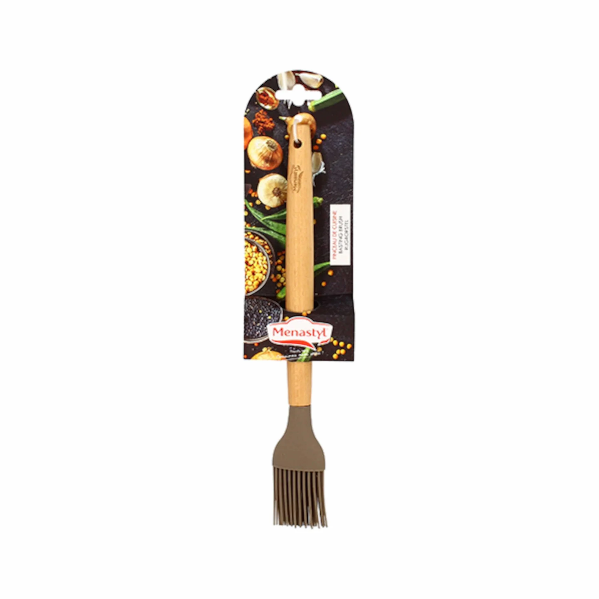 MENASTYL - Utensilios de cocina de silicona con mango de madera (juego de 10 utensilios)