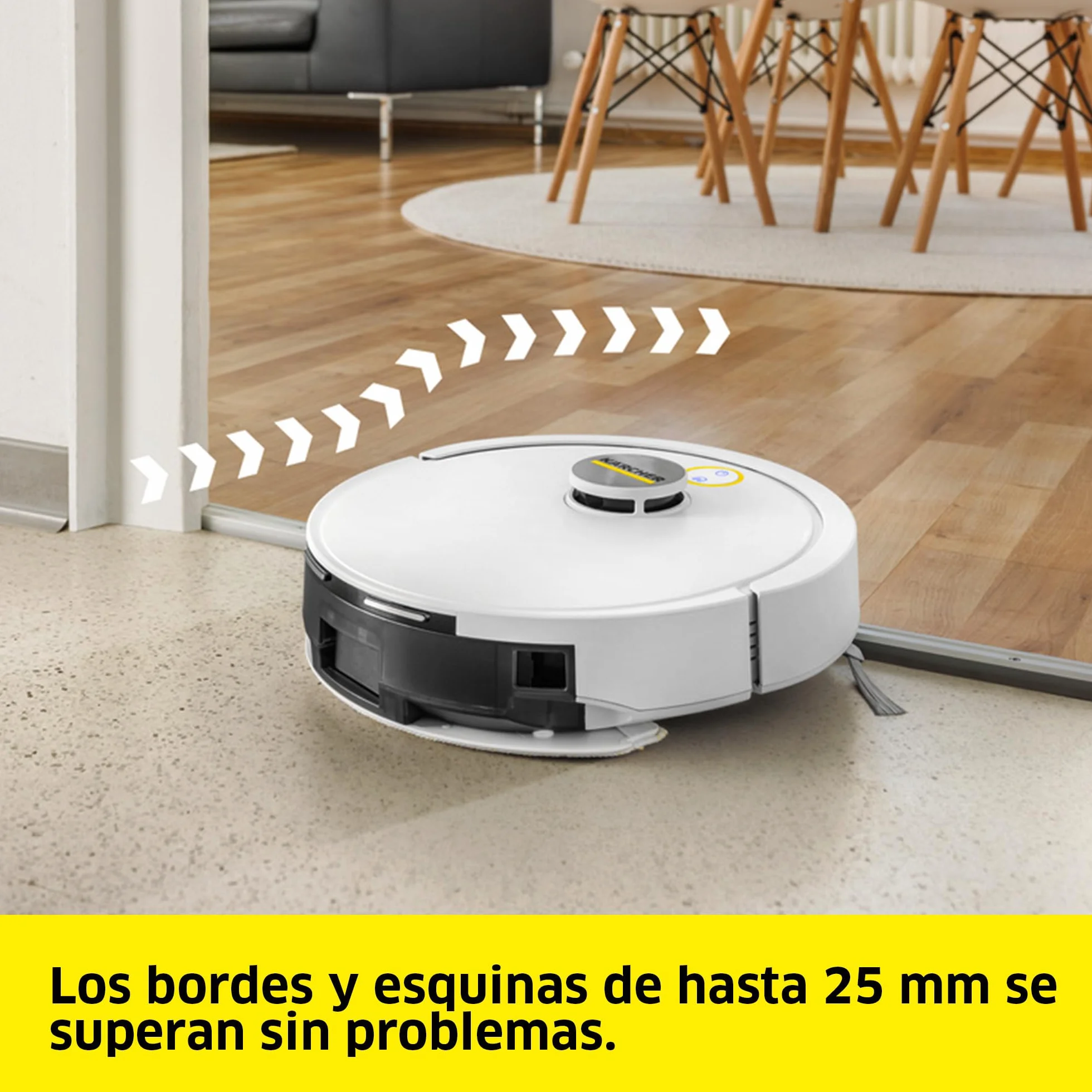 Kärcher Robot Aspirador y mopa húmeda RVC 3, 15000 Pa, hasta 130 min de Tiempo de ejecución, Control de Aplicaciones, mapas, navegación láser, sensores de protección contra caídas, Carga automática