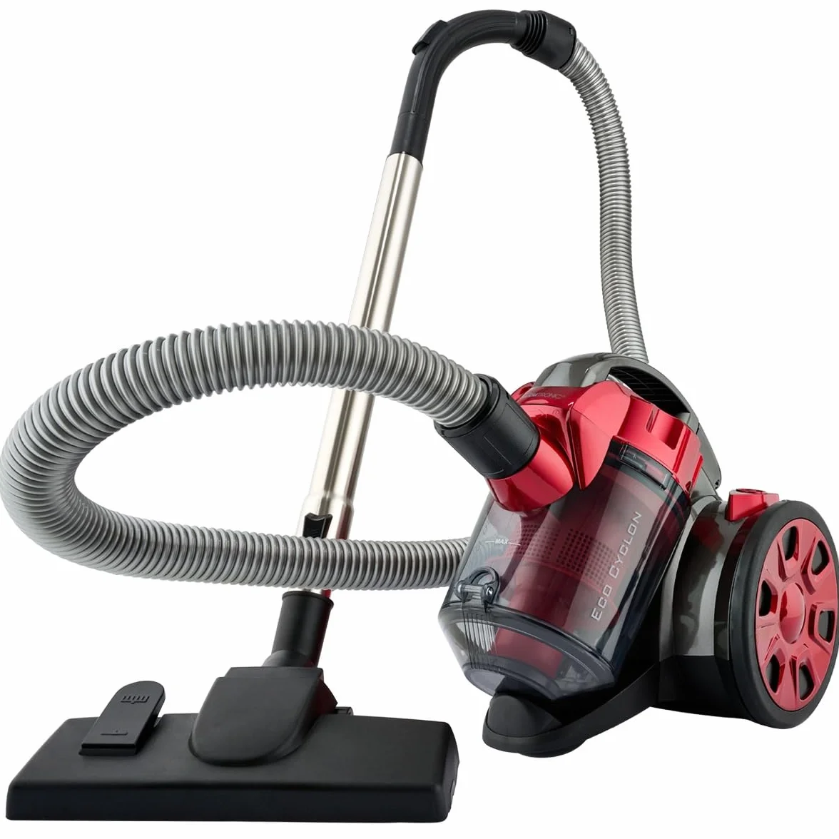 Clatronic BS 1308 Aspiradora ciclónica sin Bolsa Potente, Filtro HEPA, Tubo telescópico Metal, Cepillo Mixto y rinconera,eficiencia energética A, 700 W, Rojo