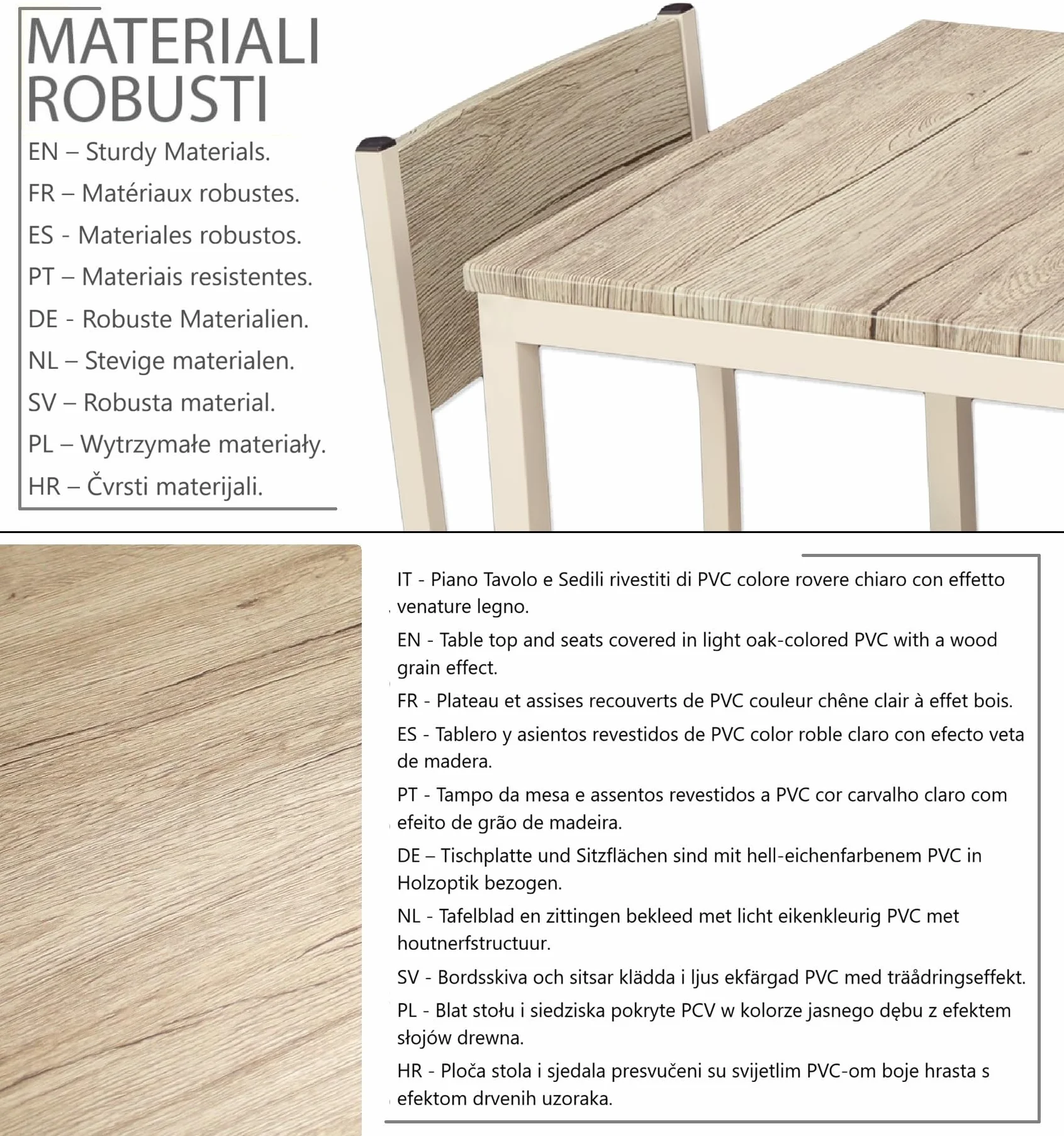 YELLOO Mod. PORTOFINO Set Mesa Bar con 4 sillas Beige Cocina