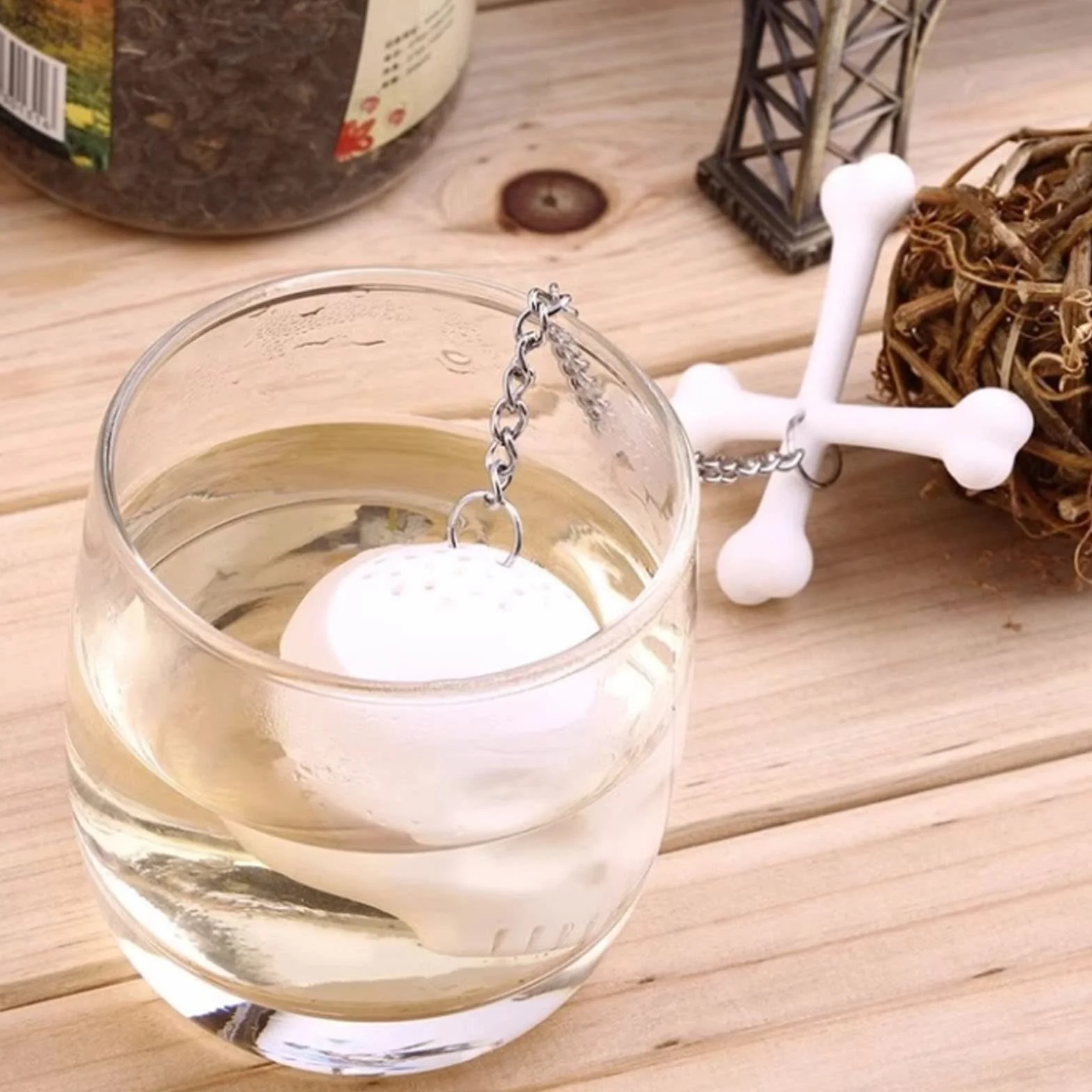Infusor de hojas de té sueltas de silicona de grado alimenticio, con forma de calavera de hueso, filtro para tetera, té, taza de café