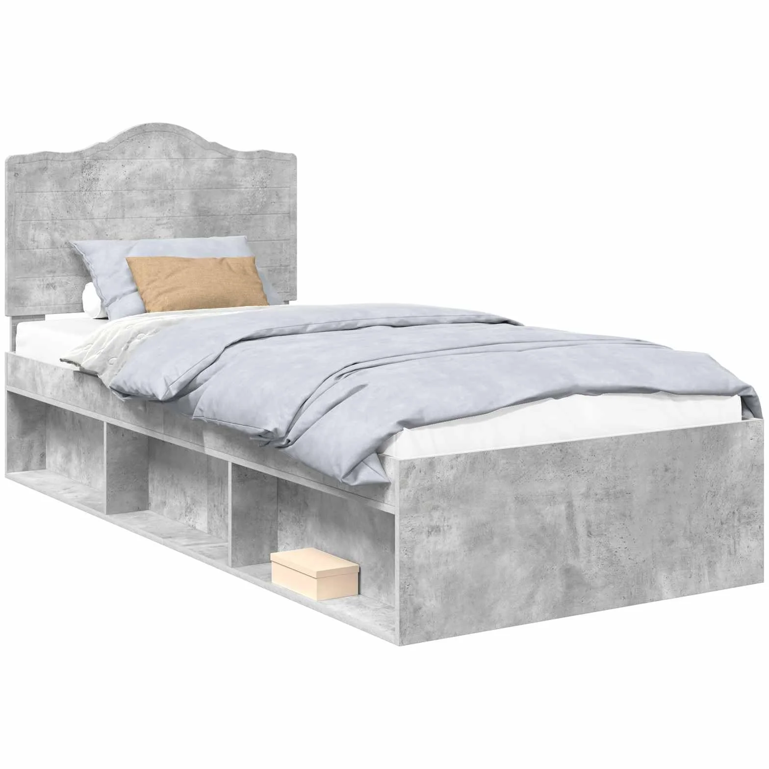 vidaXL Estructura de Cama con cabecera Gris concreto 75 x 190 cm