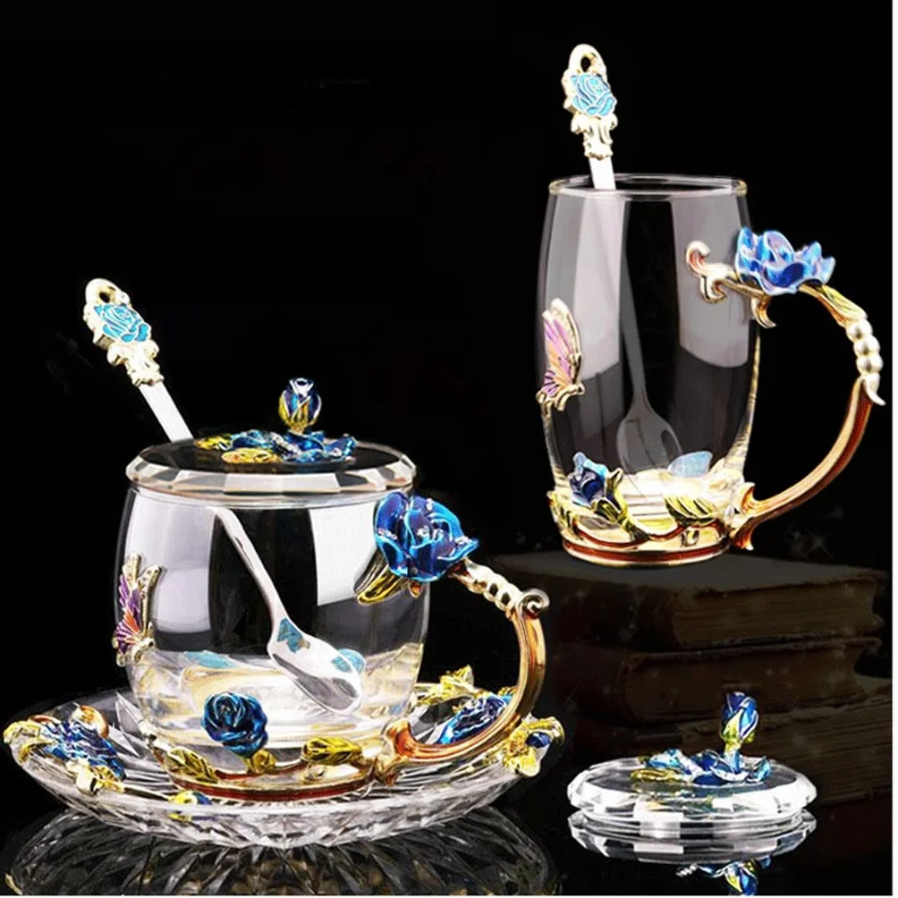 Vasos, vaso de vidrio esmaltado con aislamiento de 355 ml - Ideal for desayuno, bebidas frías, agua y uso diario.(Short Cup a)