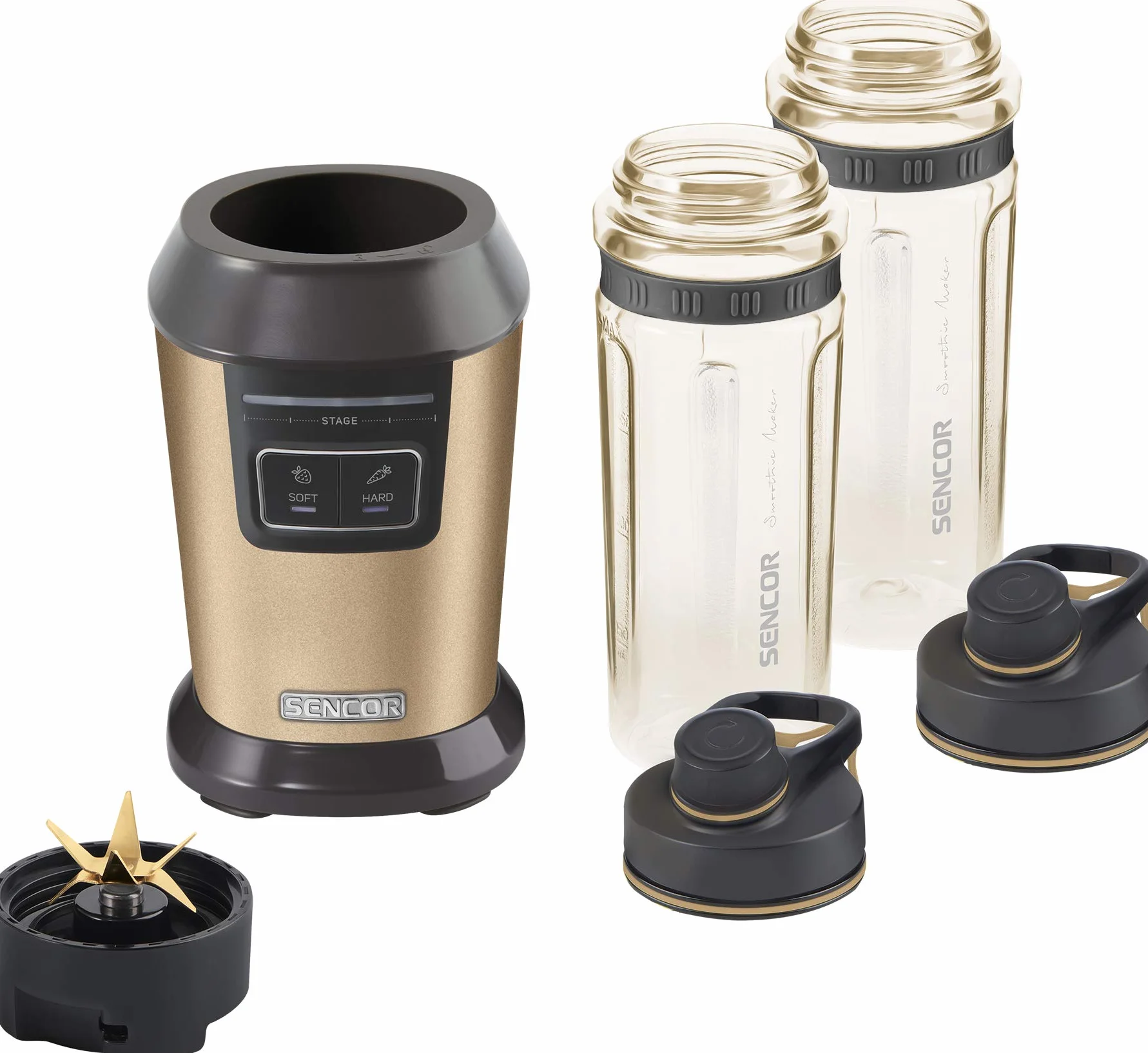 SENCOR SBL 7077CH - Batidora de vaso para smoothies (con 2 botellas deportivas, sin BPA)