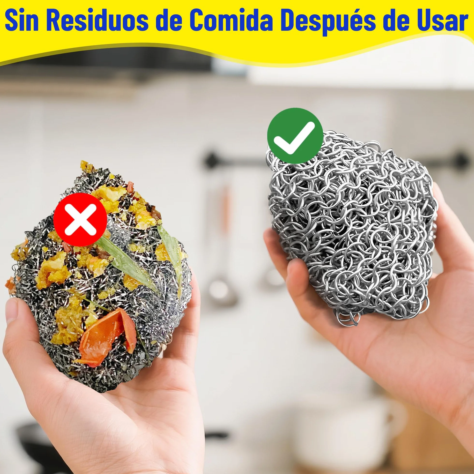 Amagabeli Limpiador de Hierro Fundido Acero Inoxidable 20x15,2cm Depurador Cota de Malla Parrillas Sartenes Hornos Holandeses