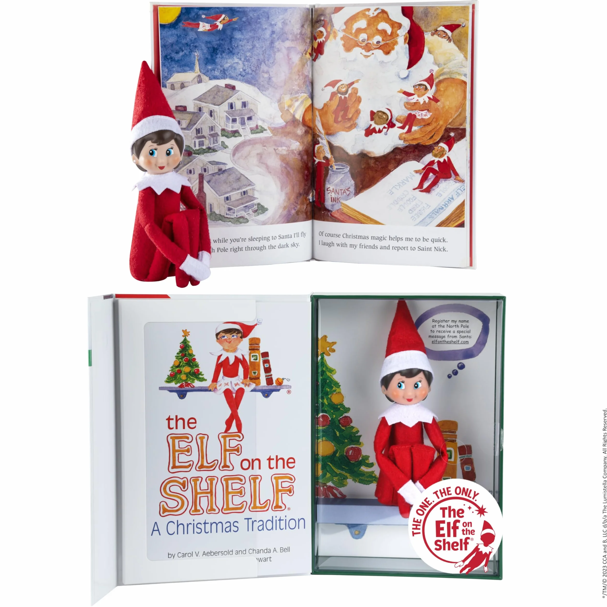 HonLena Lámpara para niña Elf on the Shelf Rojo y Blanco