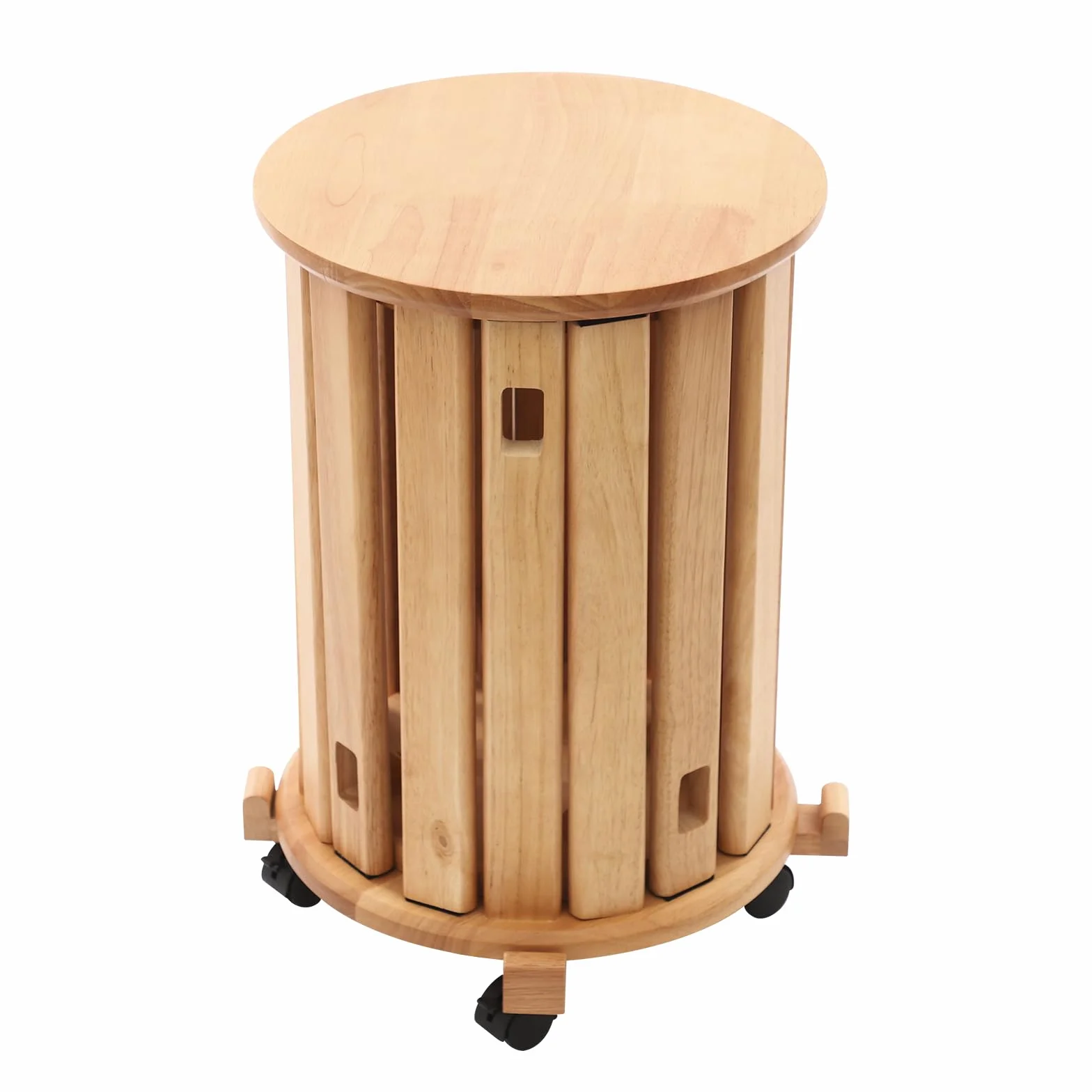 Set de 4 taburetes apilables, taburete de madera con ruedas, taburete para el comedor, mesita redonda, taburete apilable para el balcón para la cocina, dormitorio, sala de estar (color