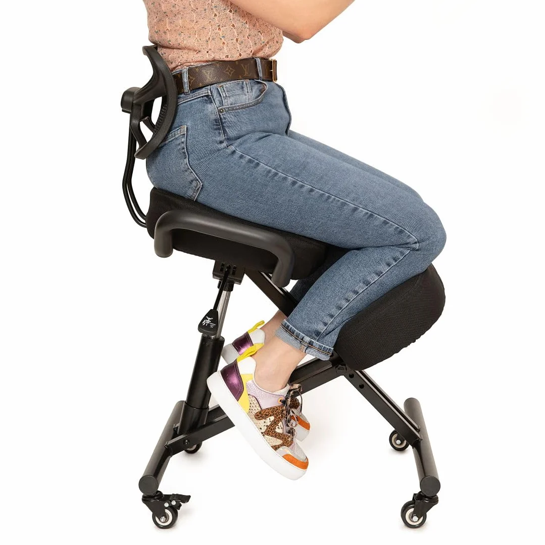 BLACK POINT O'KNEEL Silla Ergonómica de Rodillas de Tela de Lino para el hogar y la Oficina (Funda de Tela Negra incluida)