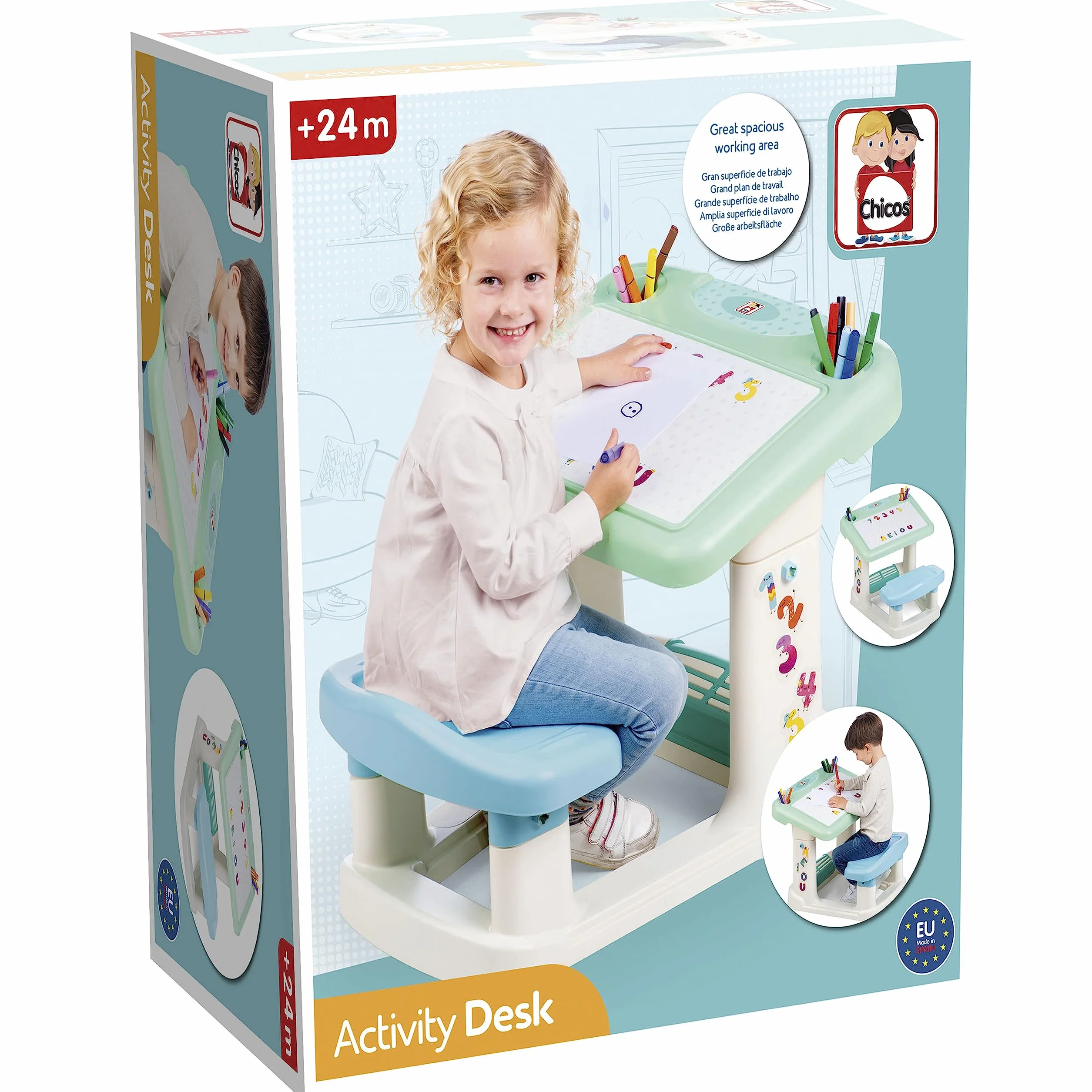 Chicos Mi Primer Pupitre Activity Escritorio Infantil con Gran Superfície de Trabajo y Compartimentos, A Partir de 24 Meses