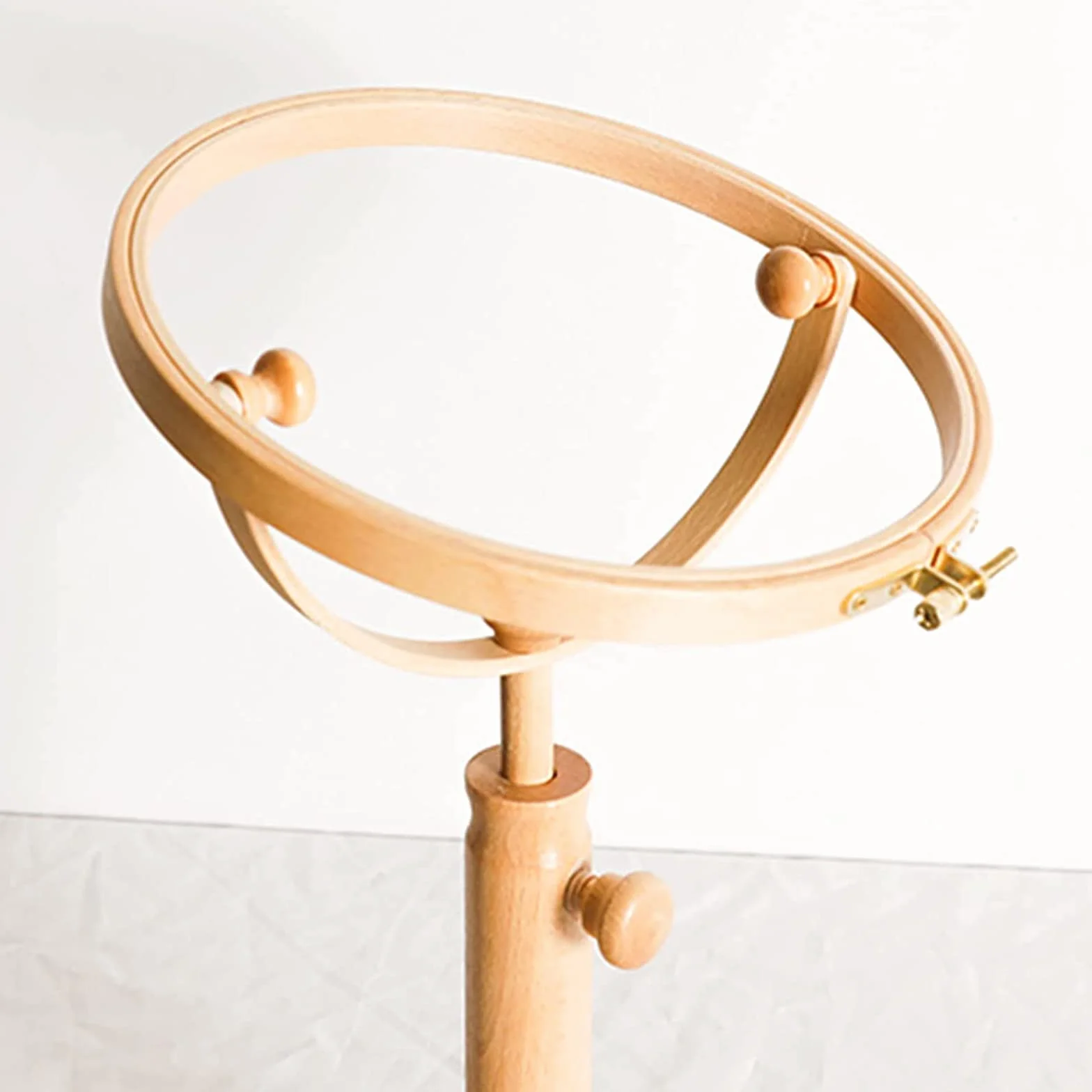 Bastidor de Punto de Cruz Ajustable con Soporte Giratorio para aro de Bordado con Aros de Madera Redondos de 9,4 Pulgadas, Soporte de Bordado de Madera, Soporte para aro de Bordado