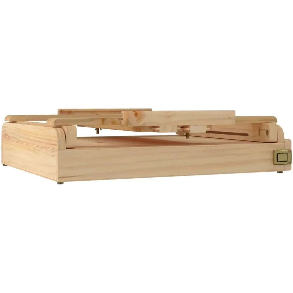 Caballete de mesa con cajón de madera maciza de pino 41,5 x 37 x 12 cm, altura regulable y plegable para lienzo de hasta 87,5 cm, móvil para atelier, taller y clases