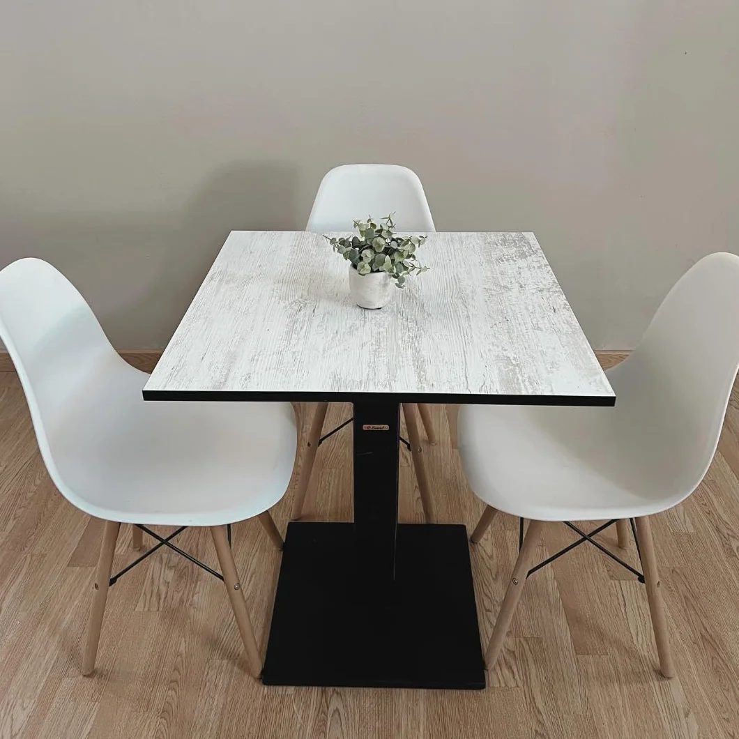 Mesa de bar | Bistro | Restaurante con patas centrales 60/70/80 cm, surtido de colores (blanco antiguo A428 - Negro, 60 x 60 cm)