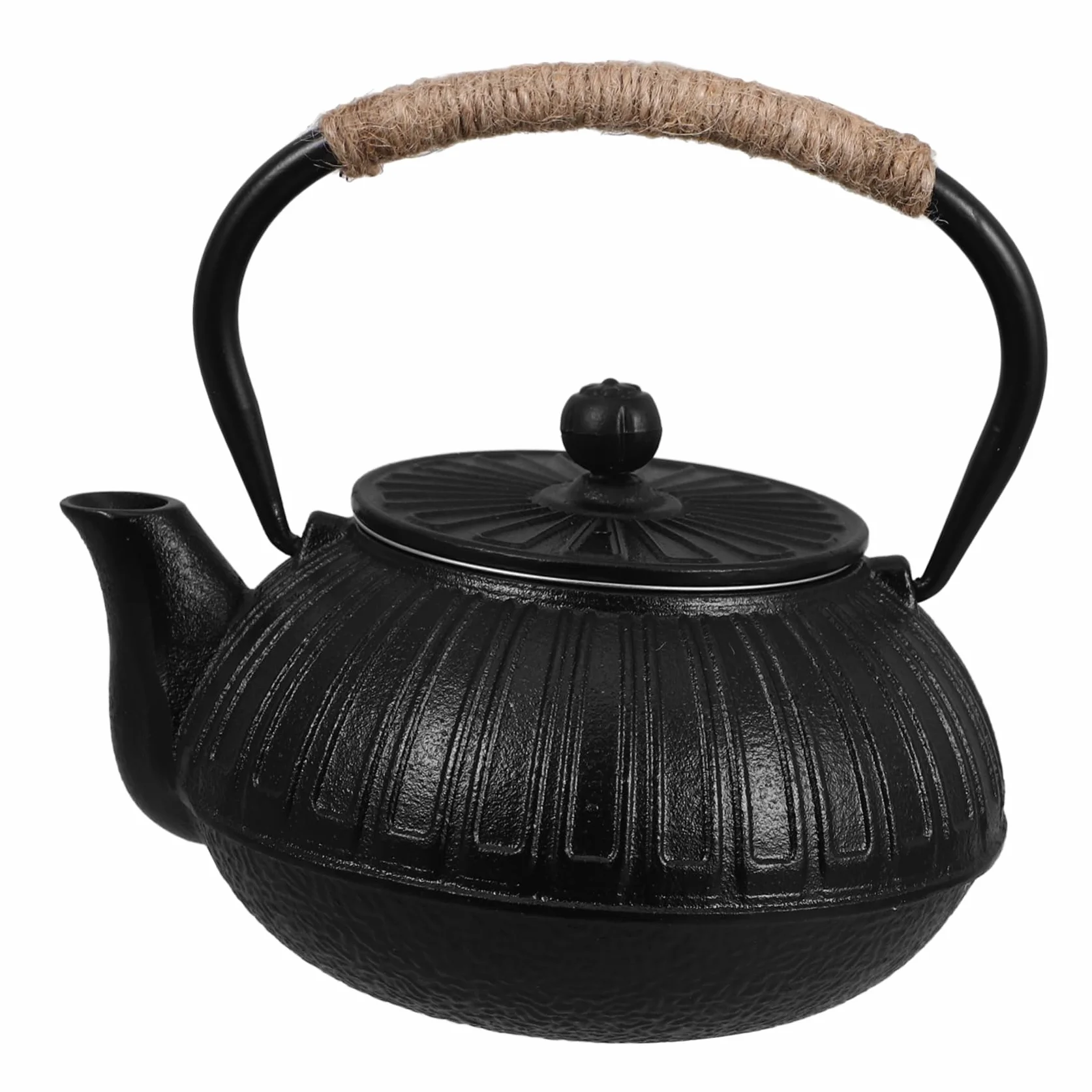 Cabilock tetera de hierro fundido pava inducción retro largo té y con teteras cafetera de camping tetera para acampar tetera china tetera de estufa tetera japonesa planchar Negro