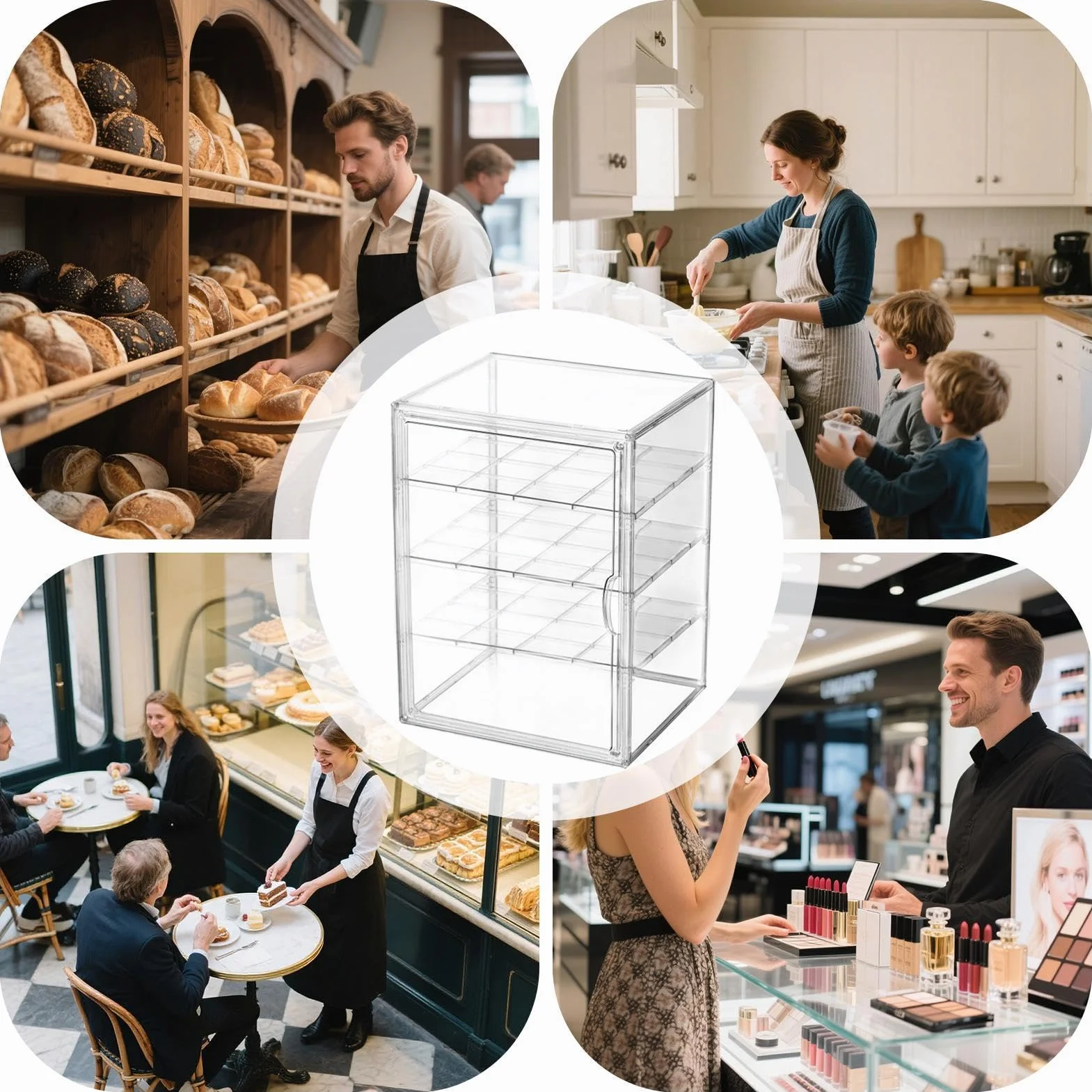 Expositor De Panadería Expositor Ajustable De Acrílico Transparente | Contenedor De Pan Para Encimera De Cocina para encimera, esquina, despensa, sándwich, tostada, hogaza, masa, bollo,