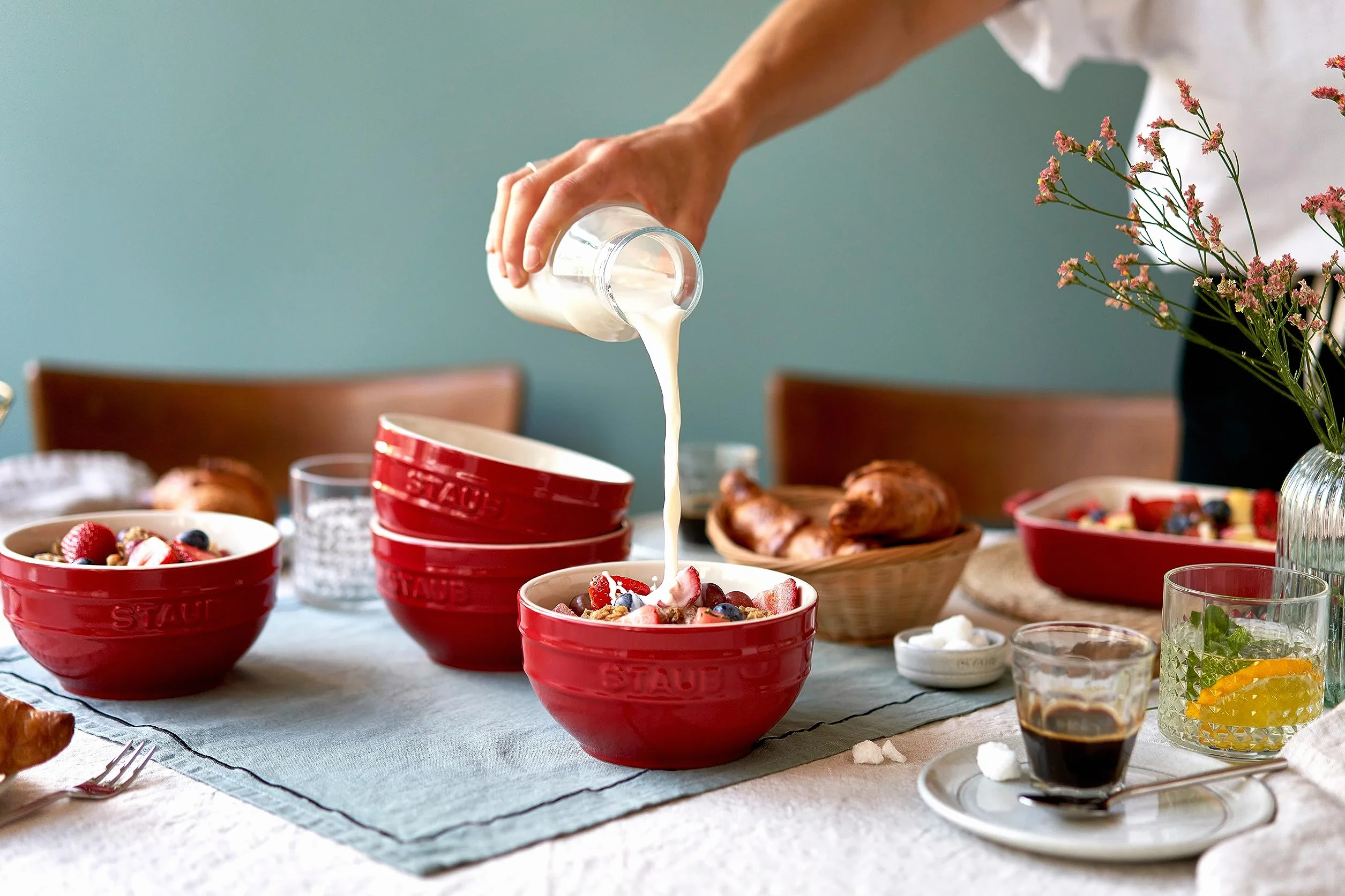 STAUB Ceramique - Cuencos de cereales (400 ml, 4 unidades, 12 cm), color rojo