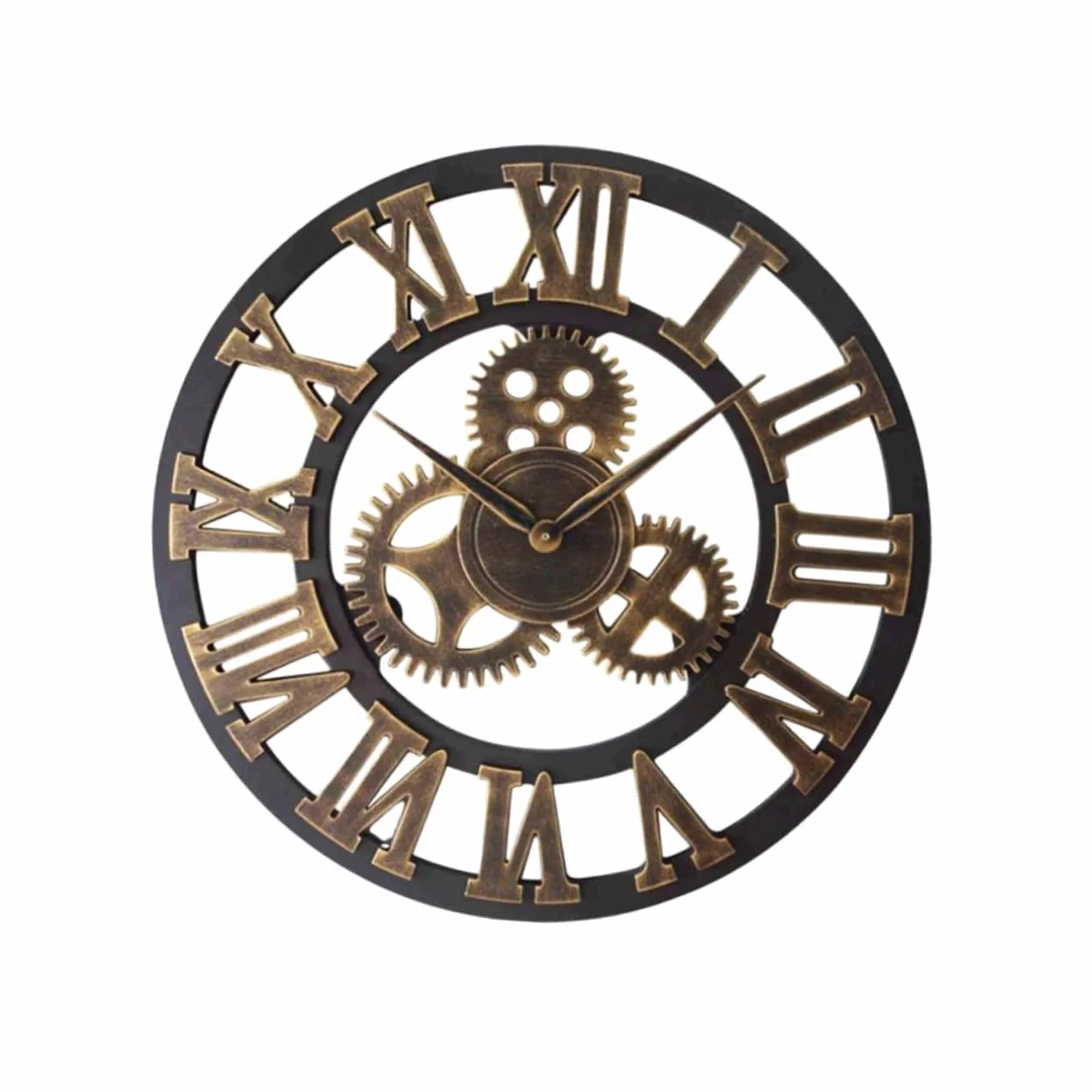 PRETYZOOM Reloj De Pared Industrial Diseño De Engranajes Retro y Decorativo Sin Dorado